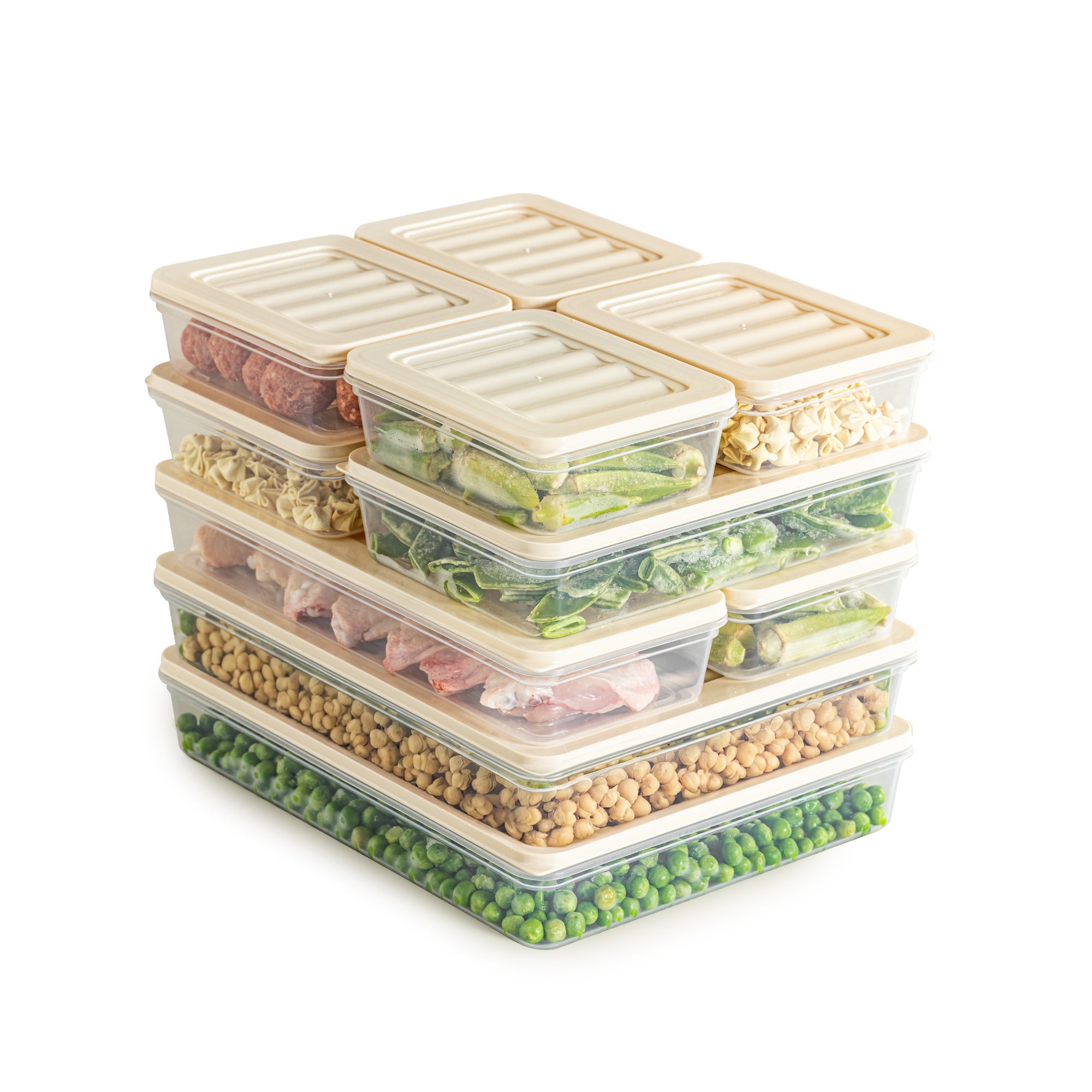 Viwares Stapelbare Frischhaltedosen 10er Set FRESH BOX - Beige