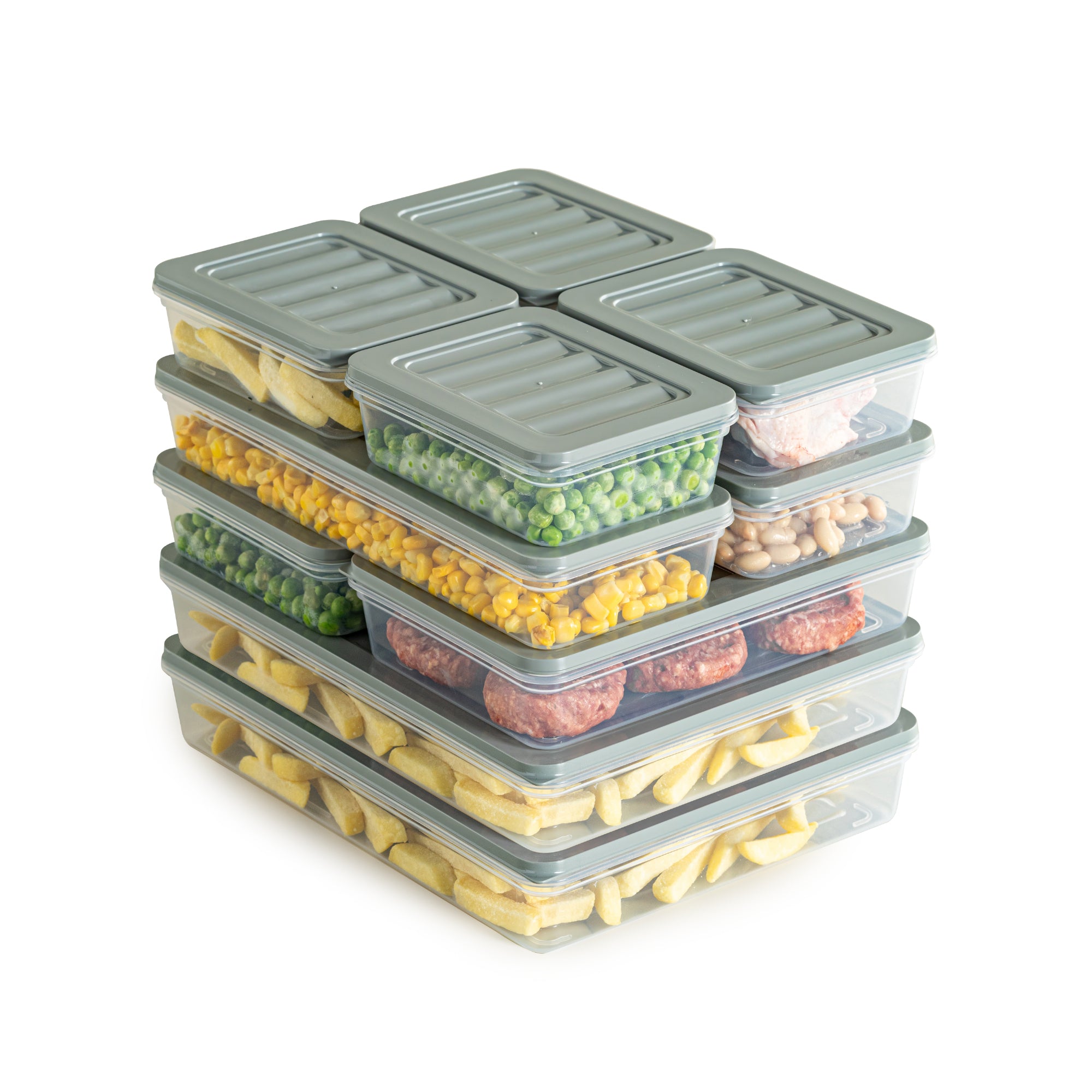 Viwares Stapelbare Frischhaltedosen 10er Set FRESH BOX - Grau