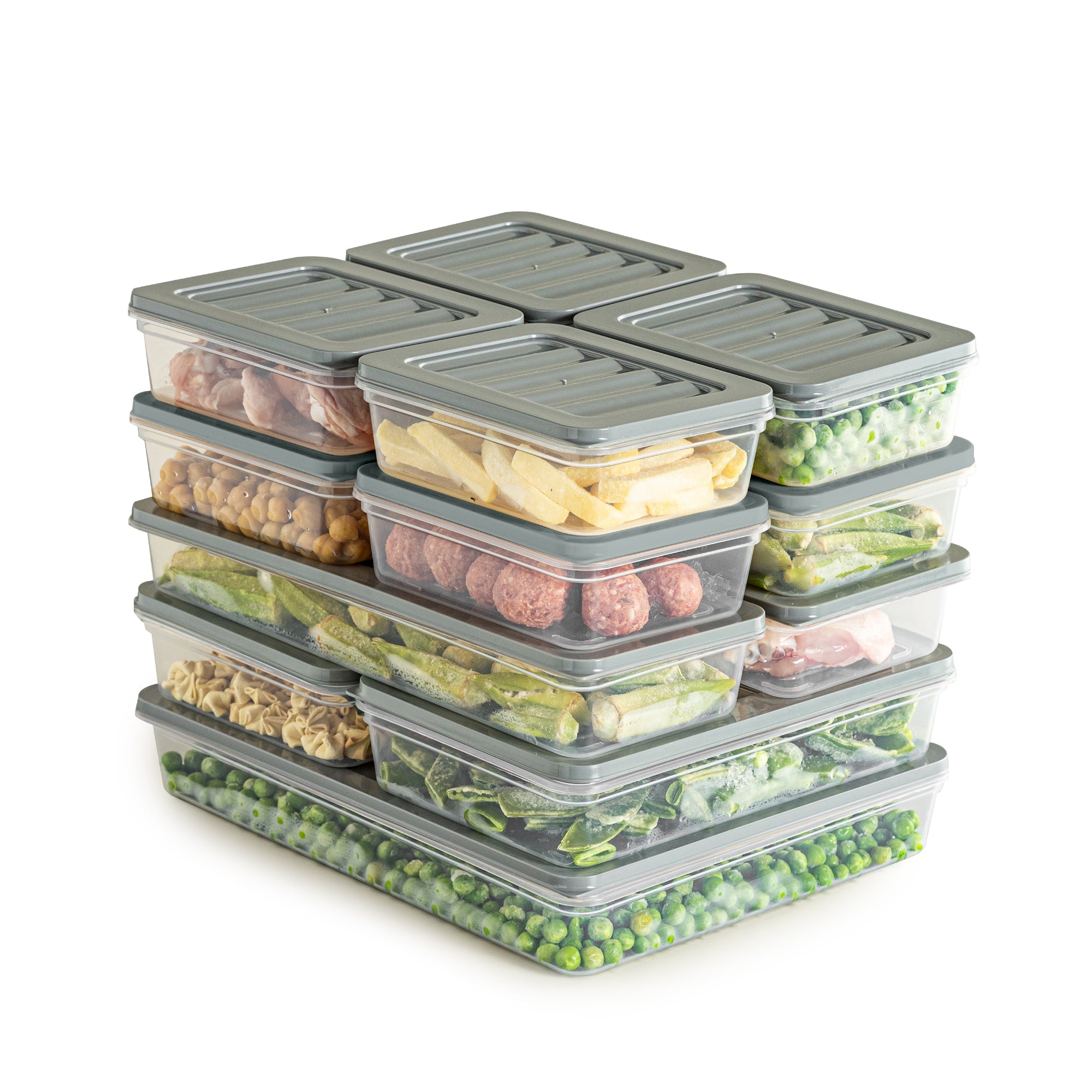 Frischhaltedosen 13er Set Grau – stapelbar