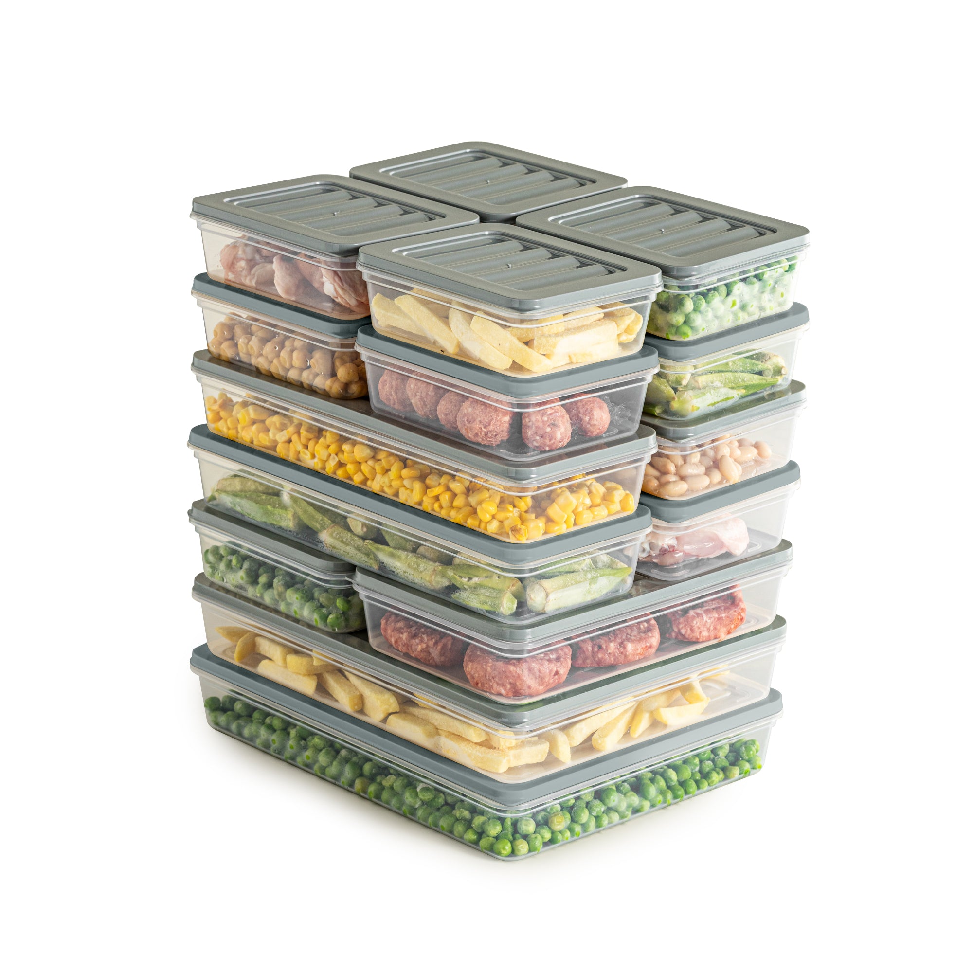 Viwares Stapelbare Frischhaltedosen 16er Set FRESH BOX - Grau