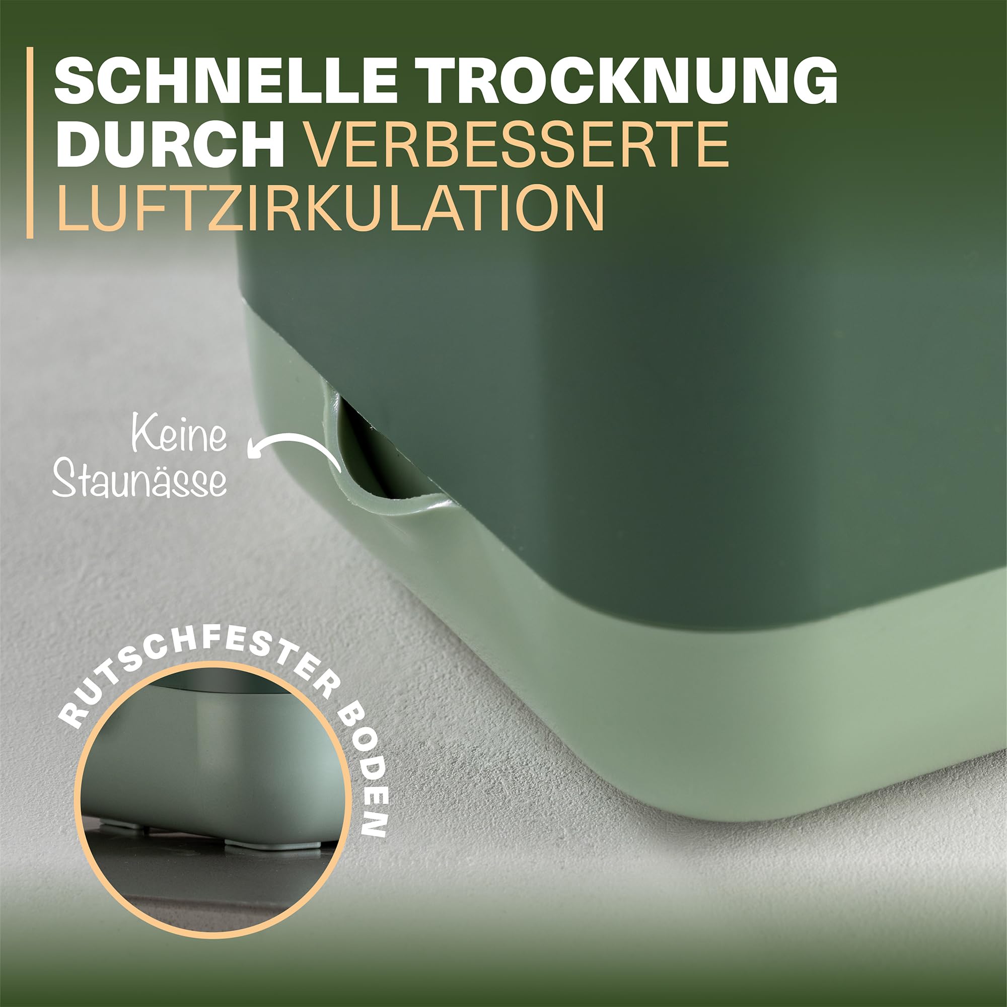 Viwares Besteckkorb, 5 Fächer mit Abtropfsieb (Grün)