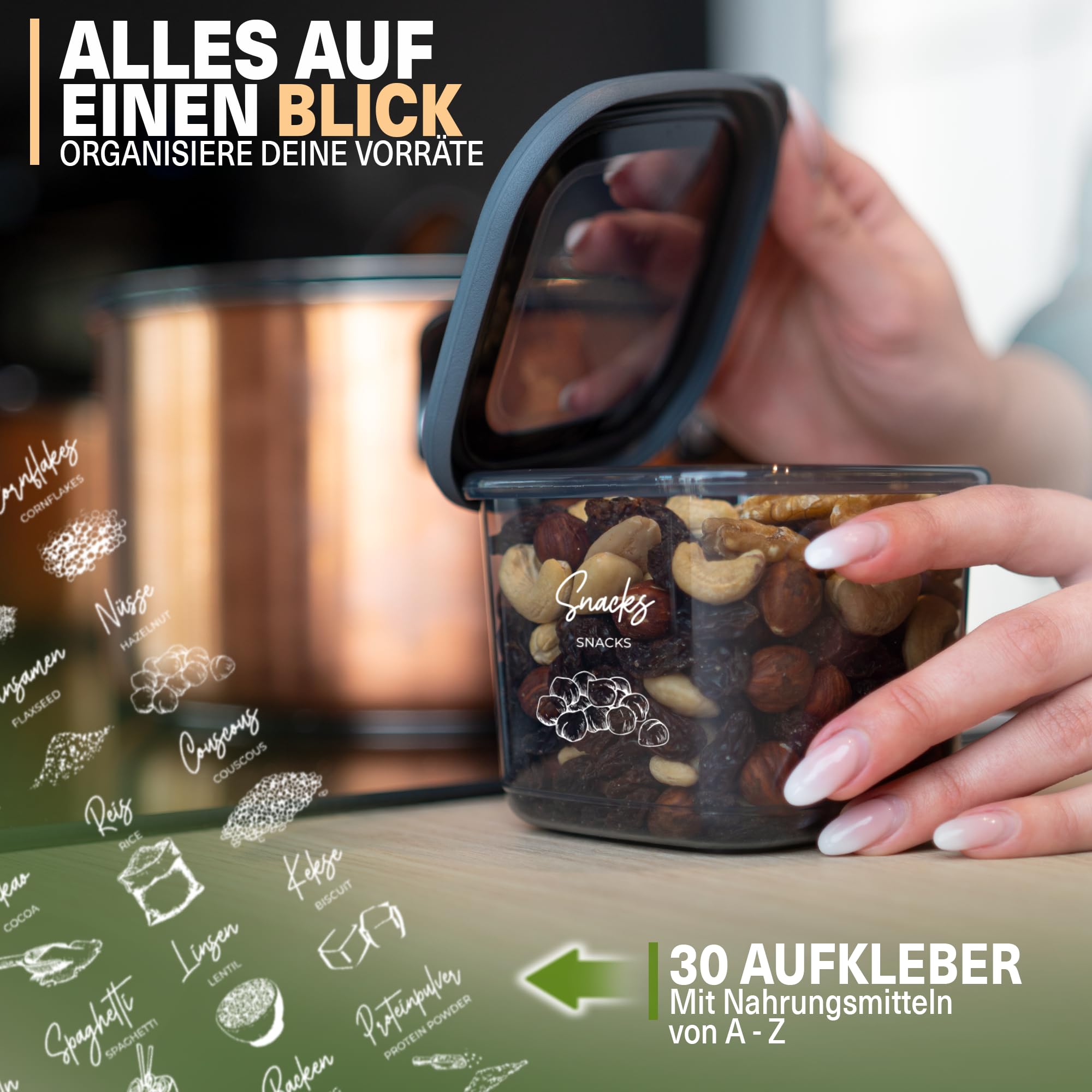 Viwares Praktisches Vorratsdosen-Set Mix 24er FOLY - Anthrazit