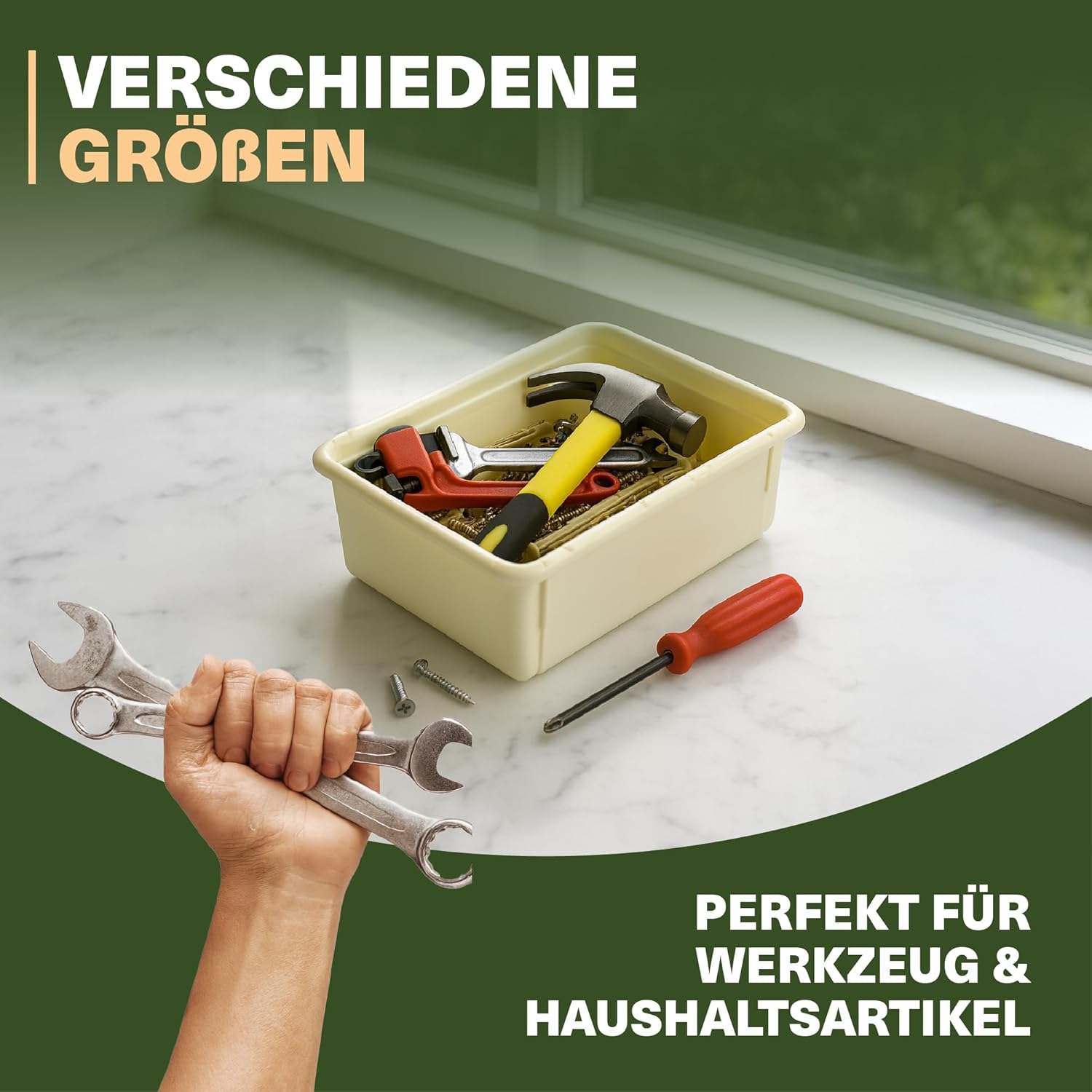 Minimax Creme 8-teiliges Organizer Set – verstellbare Schubladenboxen