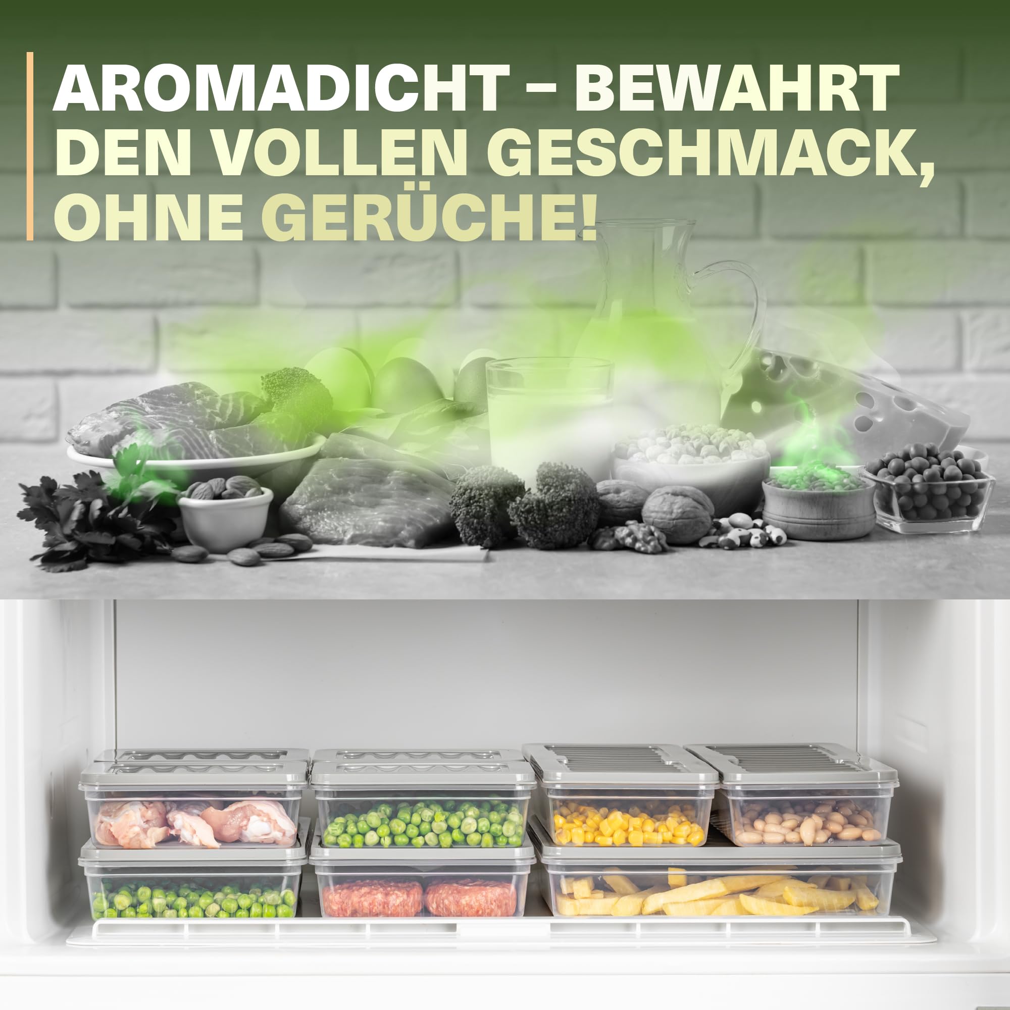 Viwares Stapelbare Frischhaltedosen 16er Set FRESH BOX - Grau