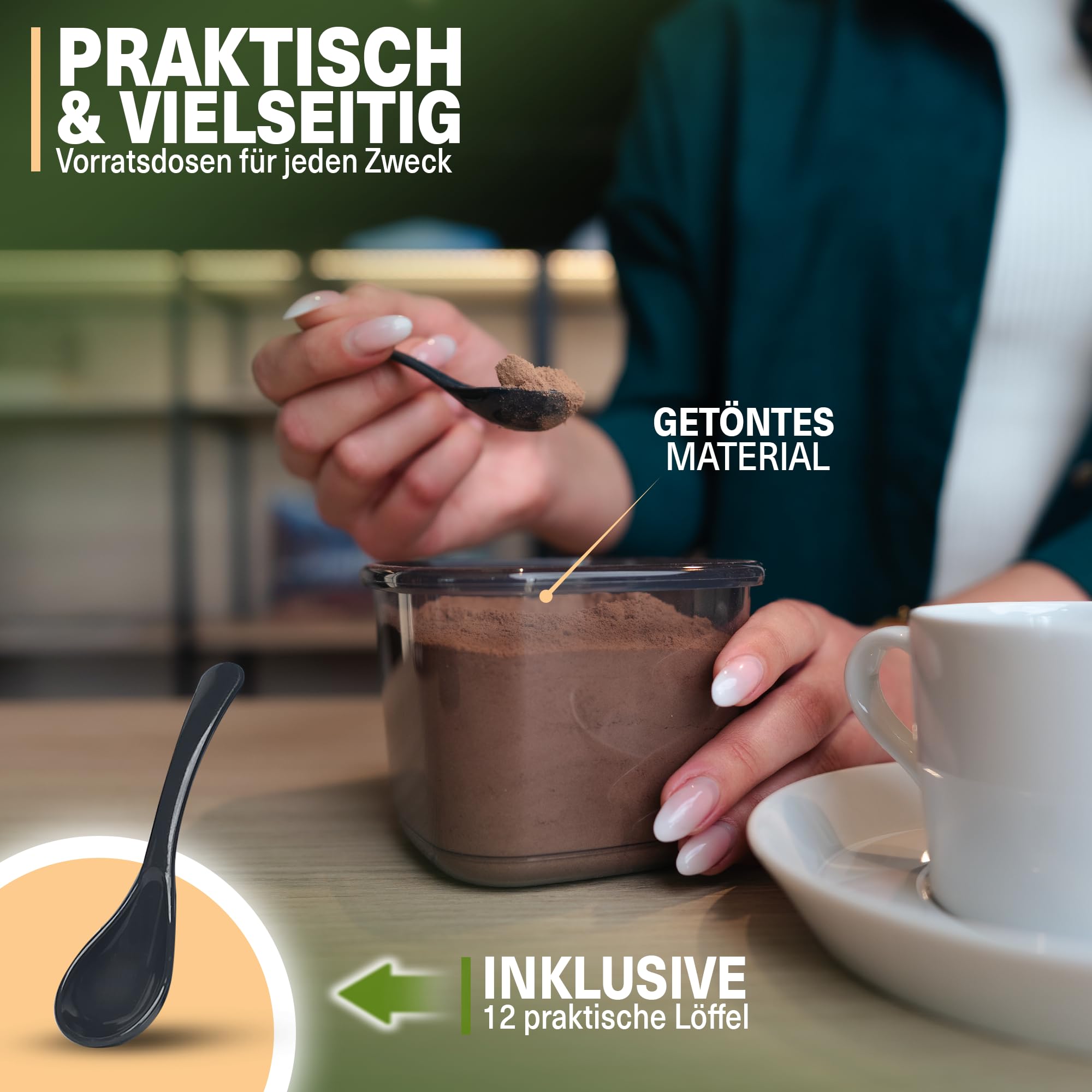 Viwares Praktisches Vorratsdosen-Set 12er 0,55L FOLY - Anthrazit