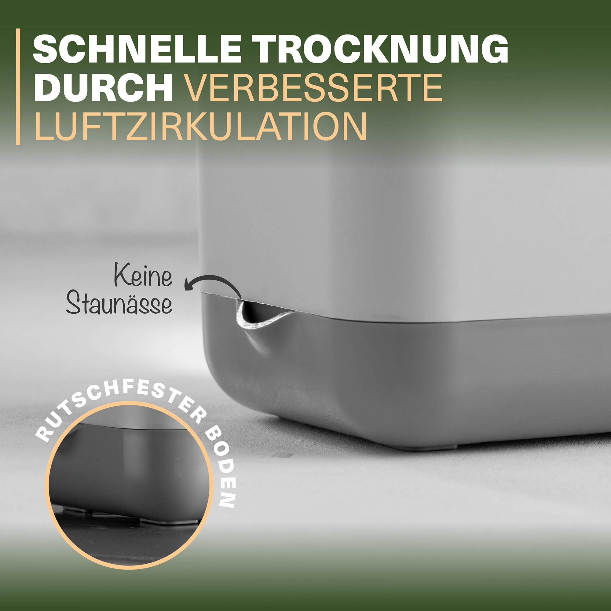 Viwares Besteckkorb, 5 Fächer mit Abtropfsieb (Grau)