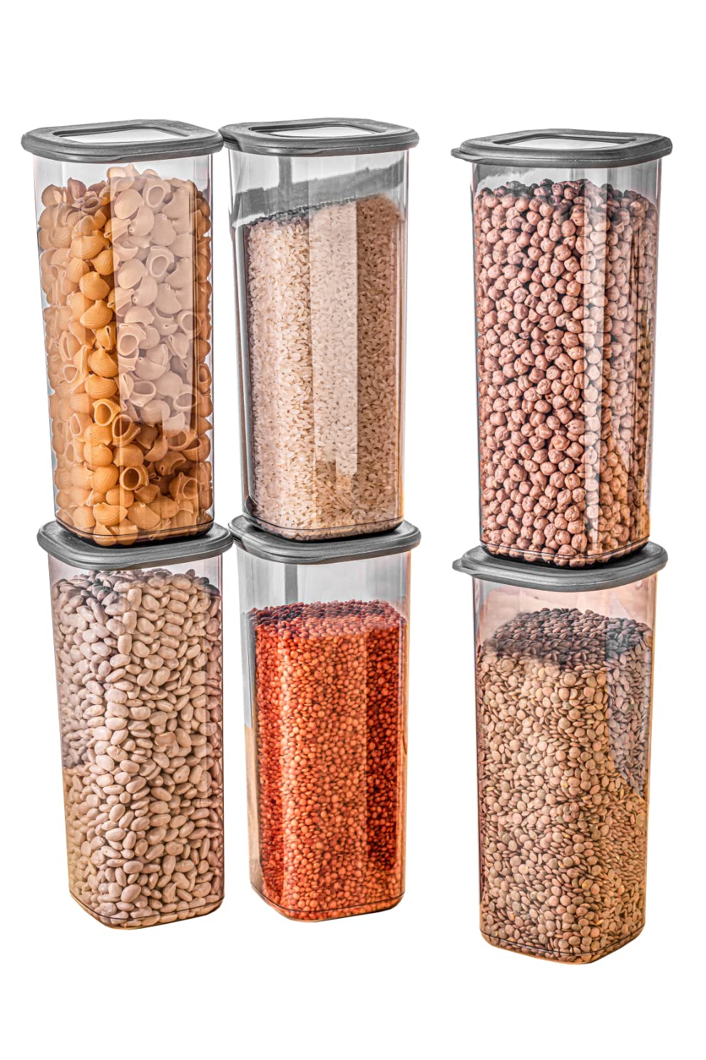 Viwares Praktisches Vorratsdosen-Set 6er 1,75L FOLY - Anthrazit