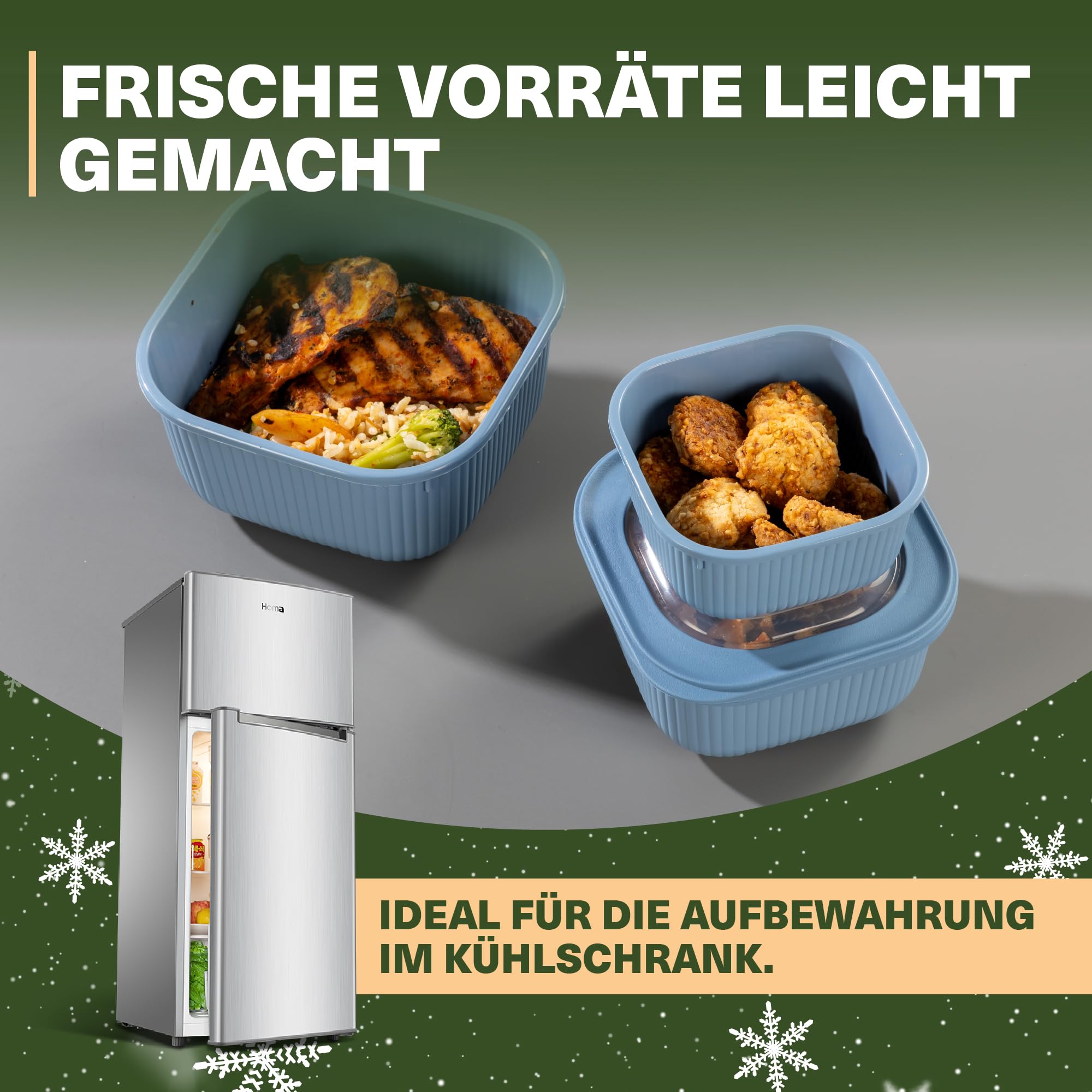 Viwares Frischhaltedosen im 3er Set mit transparentem Ventildeckel LINE - Blau