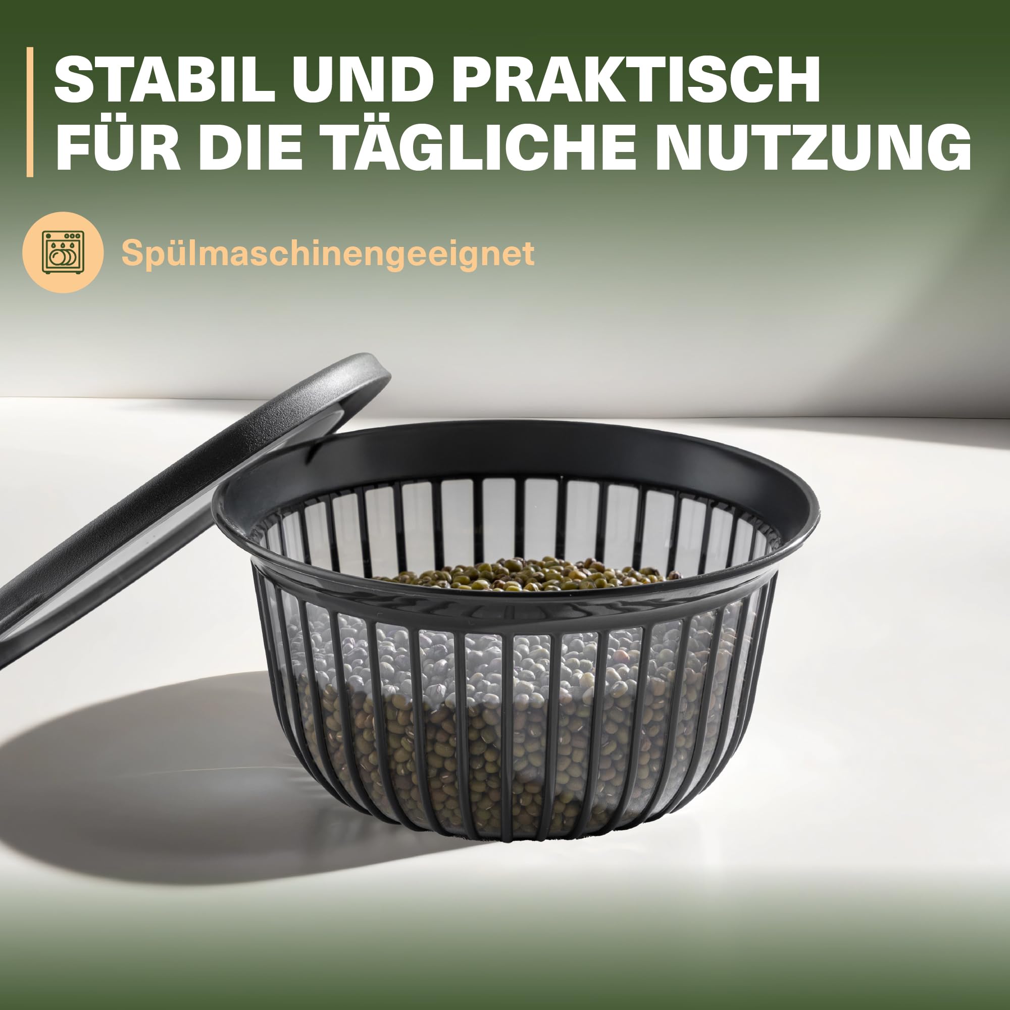 Viwares Schüssel-Set 3er mit Deckel – Vielseitige 1, 2, 3 L Schalen mit Silikonrand Anthrazit