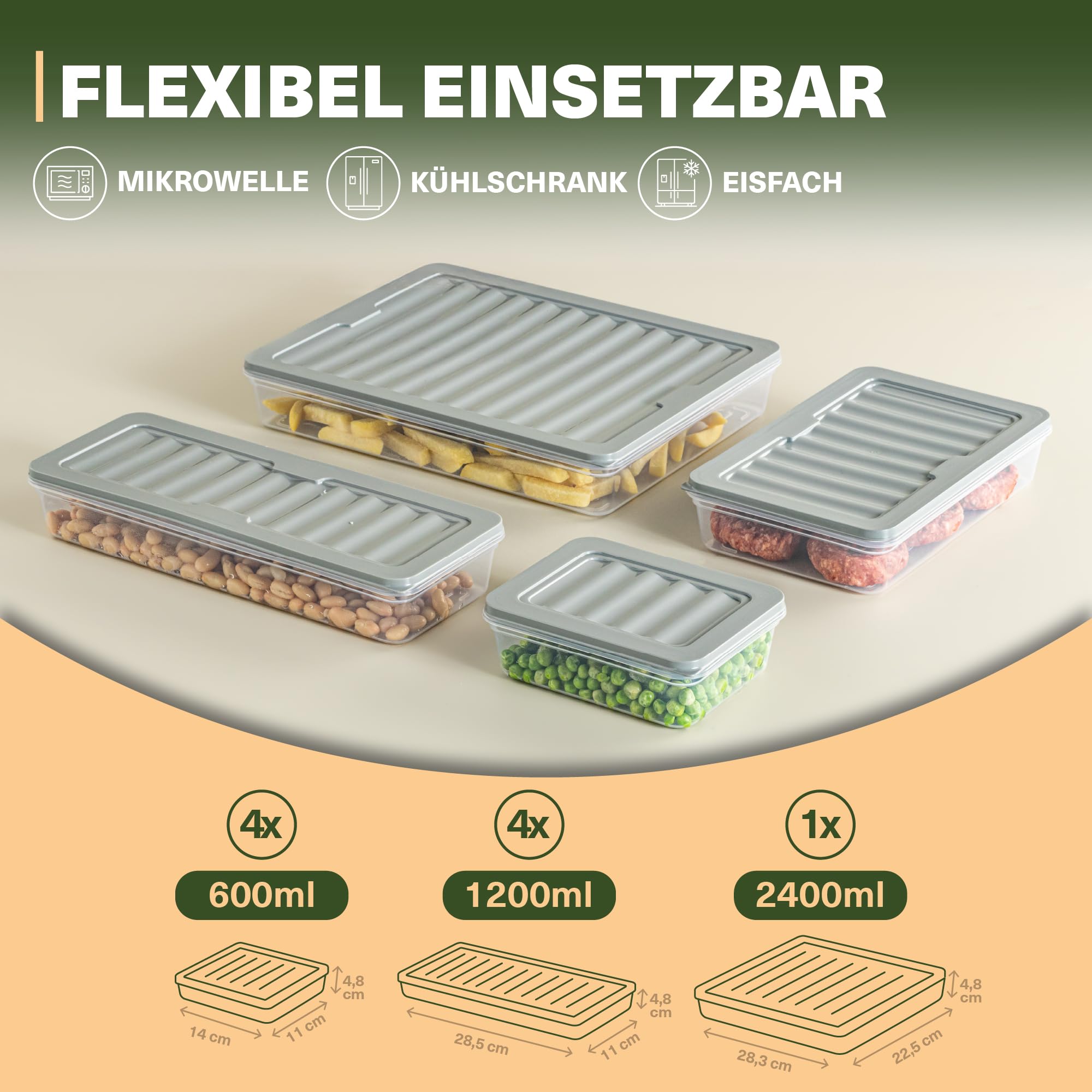 Viwares Stapelbare Frischhaltedosen 9er Set FRESH BOX - Grau