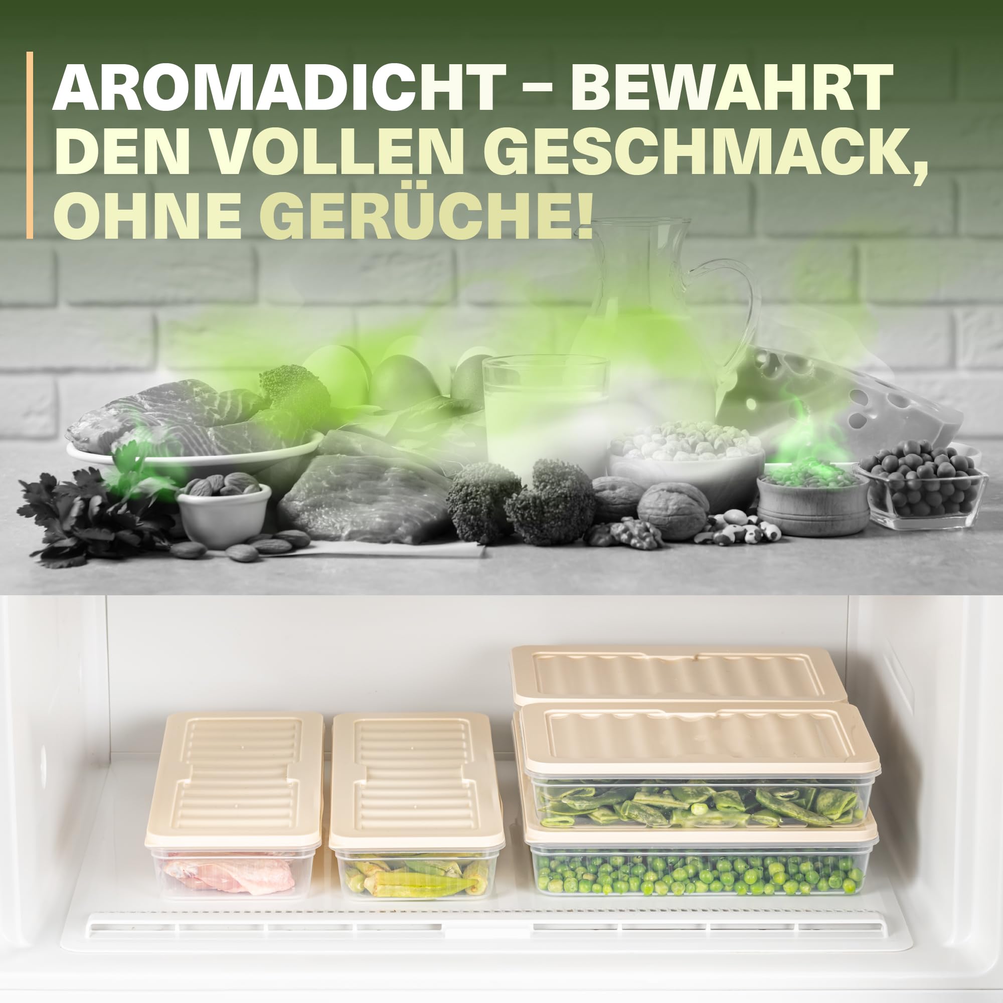 Viwares Stapelbare Frischhaltedosen 9er Set FRESH BOX - Beige