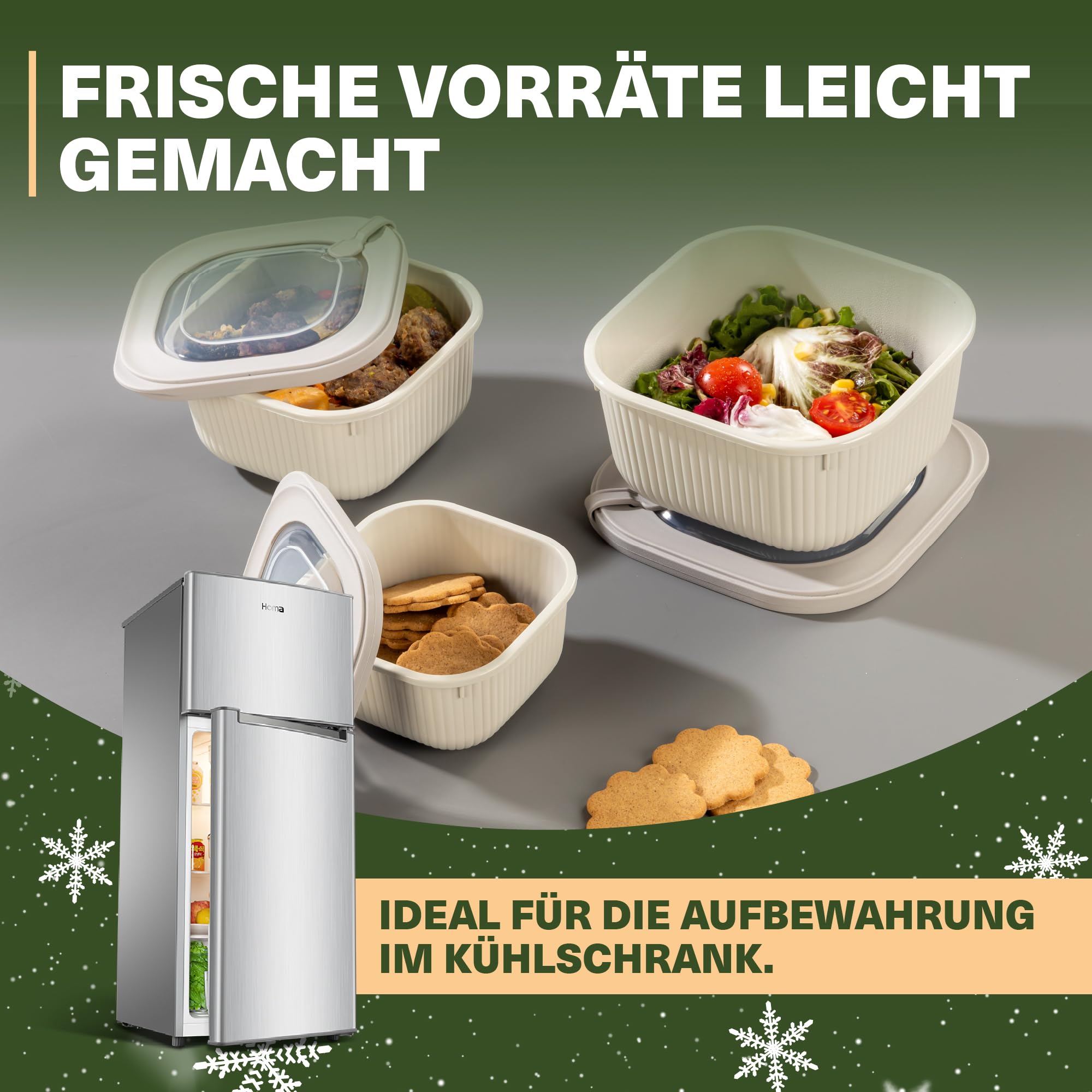 Viwares Frischhaltedosen im 9er Set mit transparentem Ventildeckel LINE - Beige