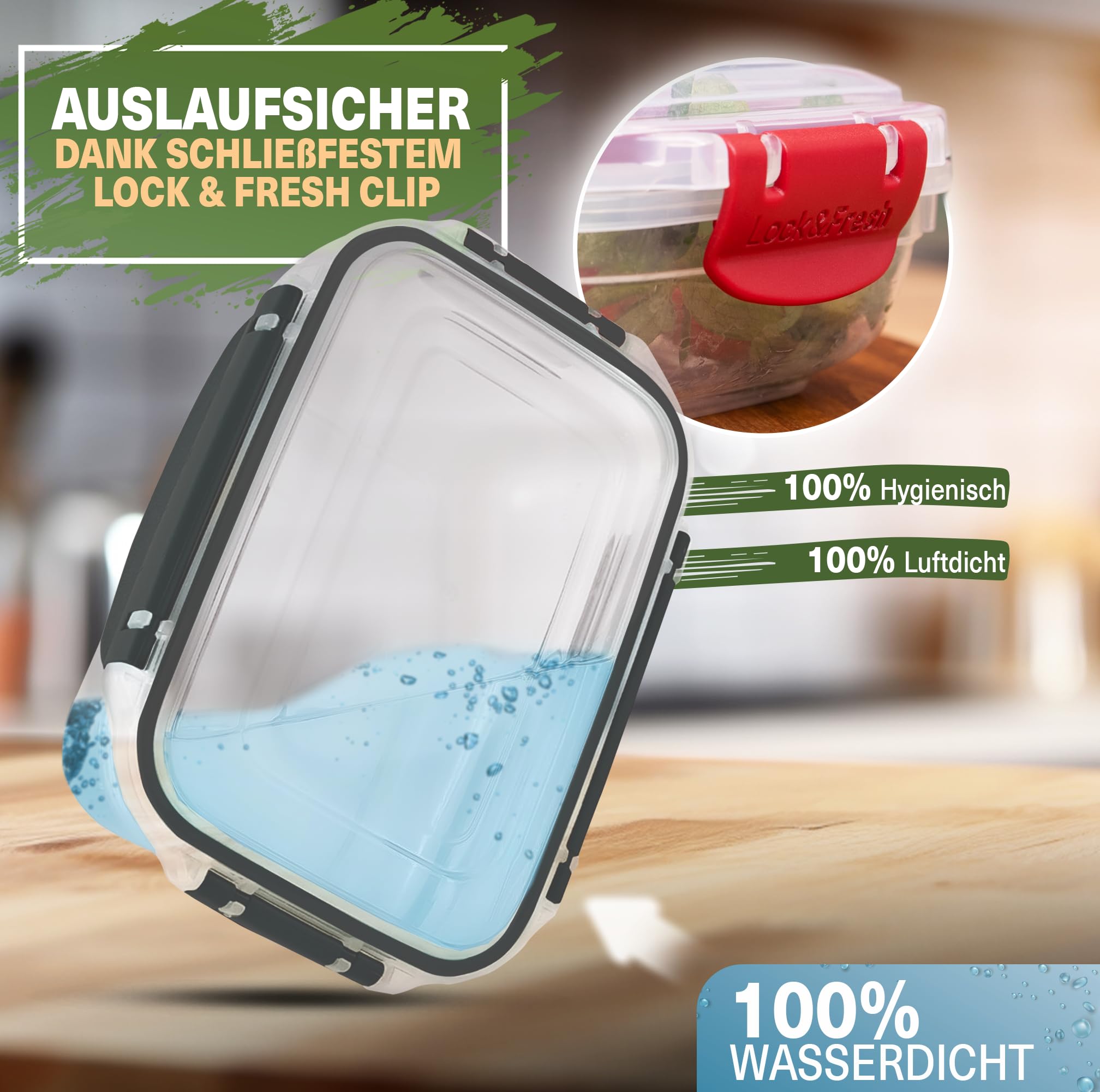 Viwares Frischhaltedosen-Set 5-teilig mit Lock&fresh Technologie Rot