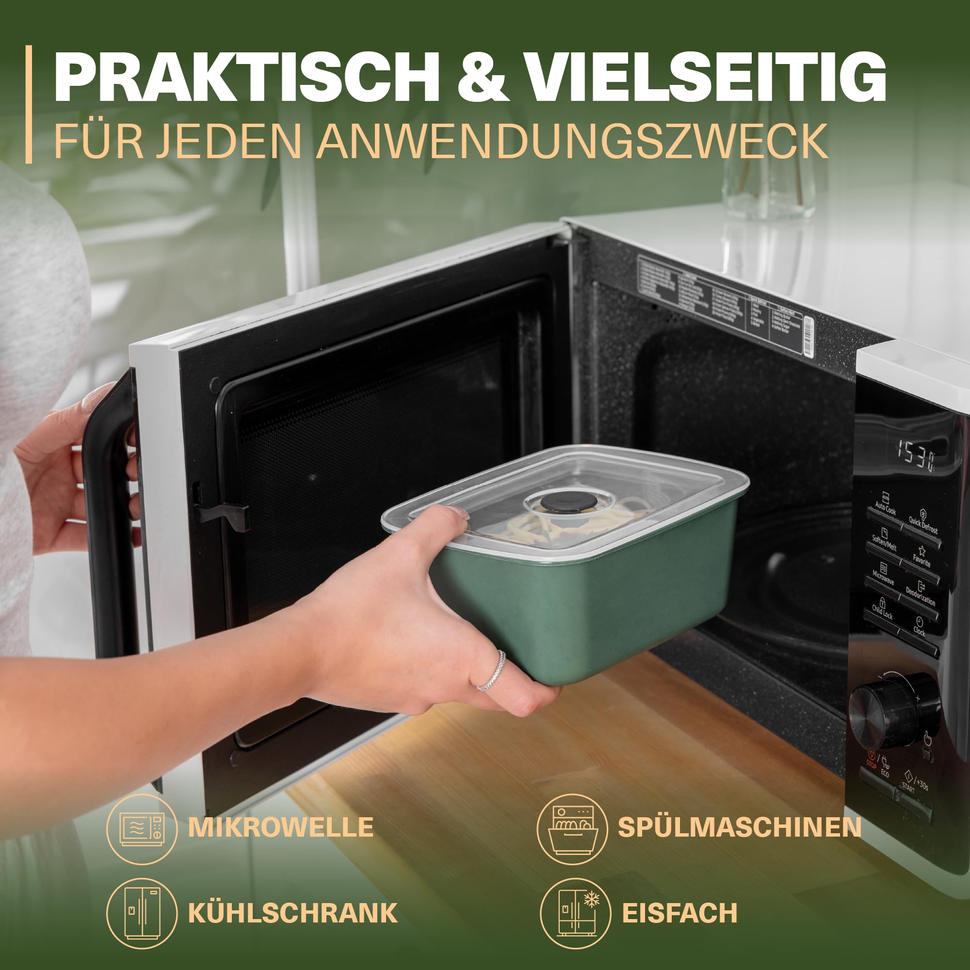 Viwares stapelbare Behälter für Lebensmittel mit Deckel im 3er Set - BPA-frei Luftdichte Aufbewahrung in drei Größen. Frischhalteboxen für Mikrowellen und Spülmaschinen, Arbeit, Picknick, Schule