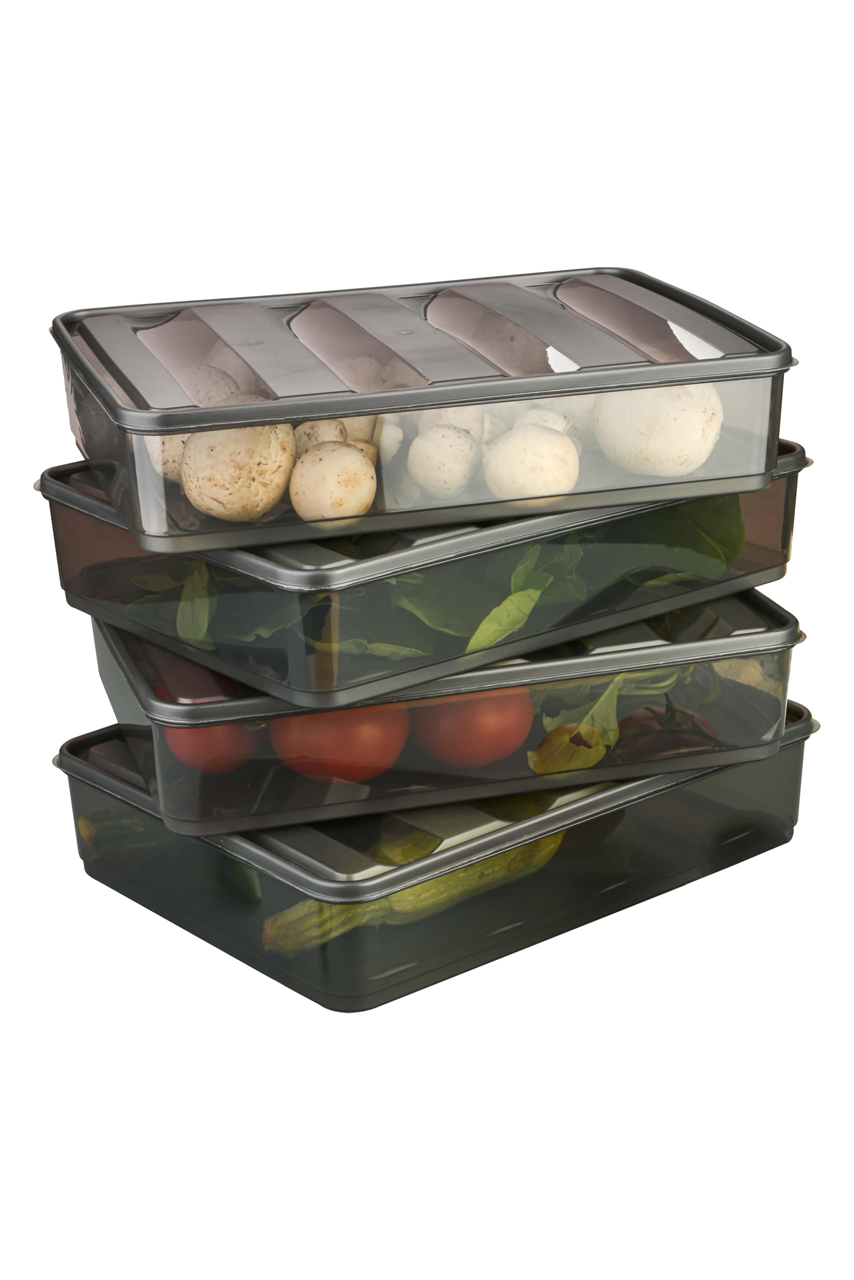 Viwares luftdichter Kühlschrank-Organizer mit Deckel 4er Set 3,5 L BELLA - Anthrazit