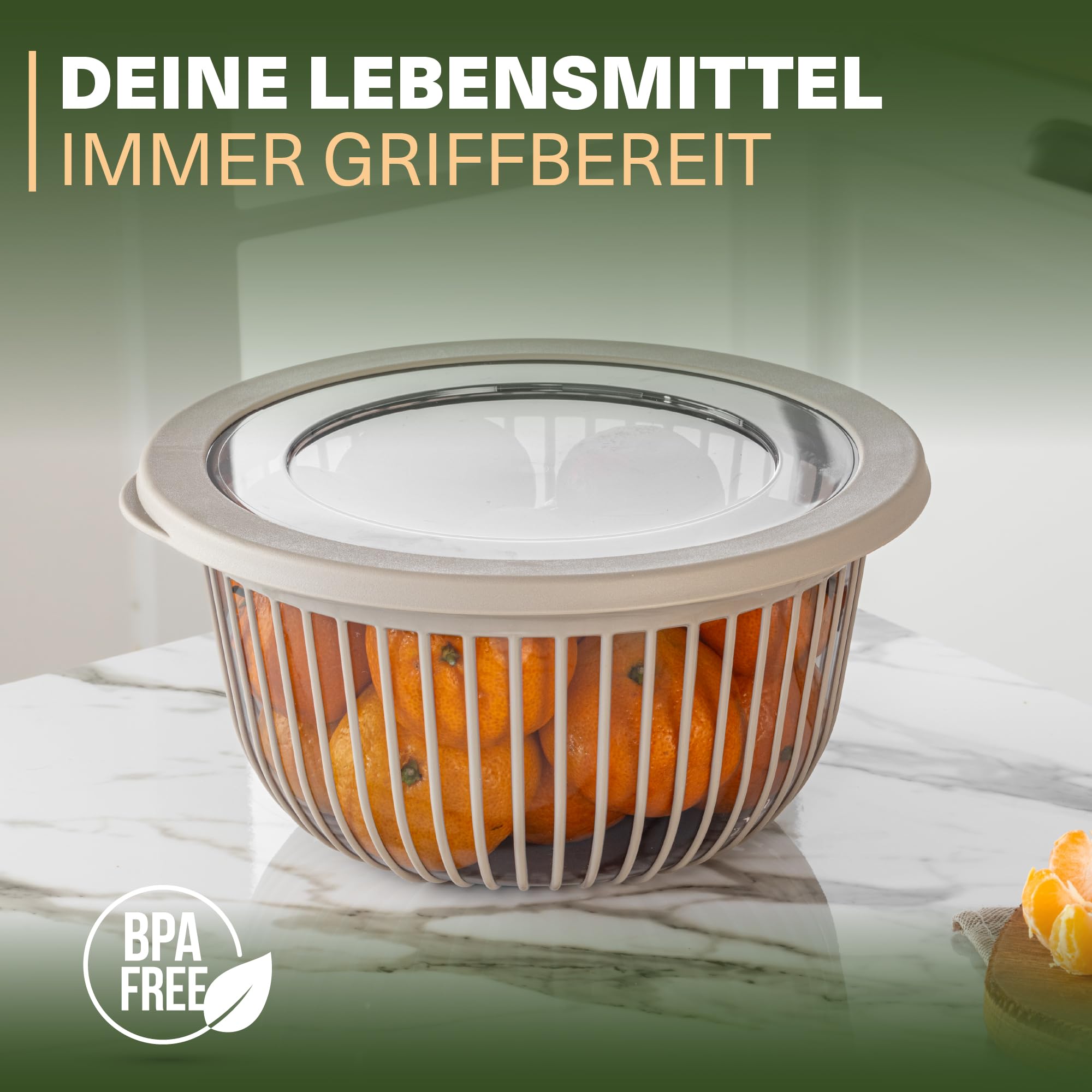 Viwares Schüssel-Set 3er mit Deckel – Vielseitige 1, 2, 3 L Schalen mit Silikonrand Beige