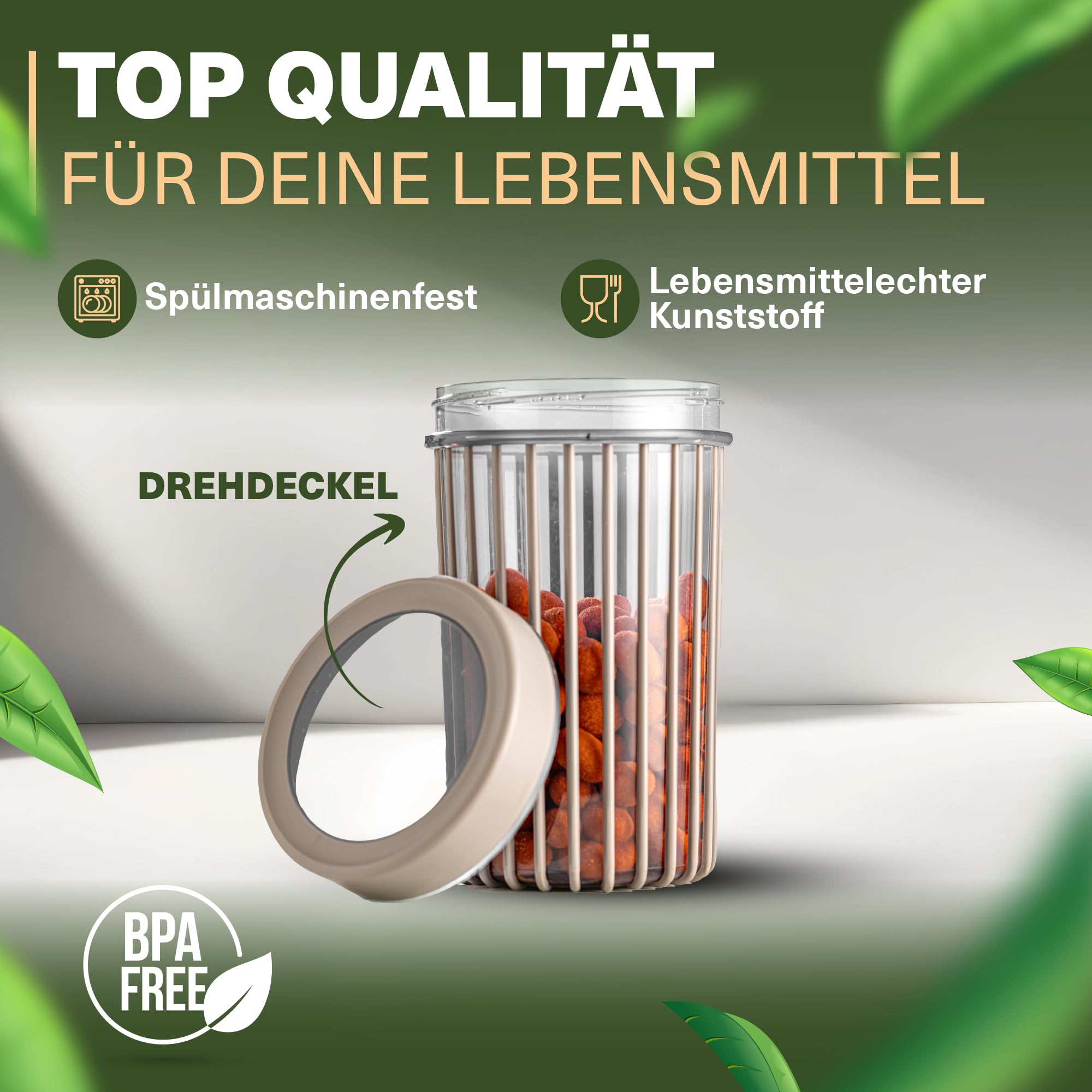 Viwares Vorratsdosen mit Dreh-Deckel - Stapelbares 9er Vorratsbehälter Set in drei Größen Grau