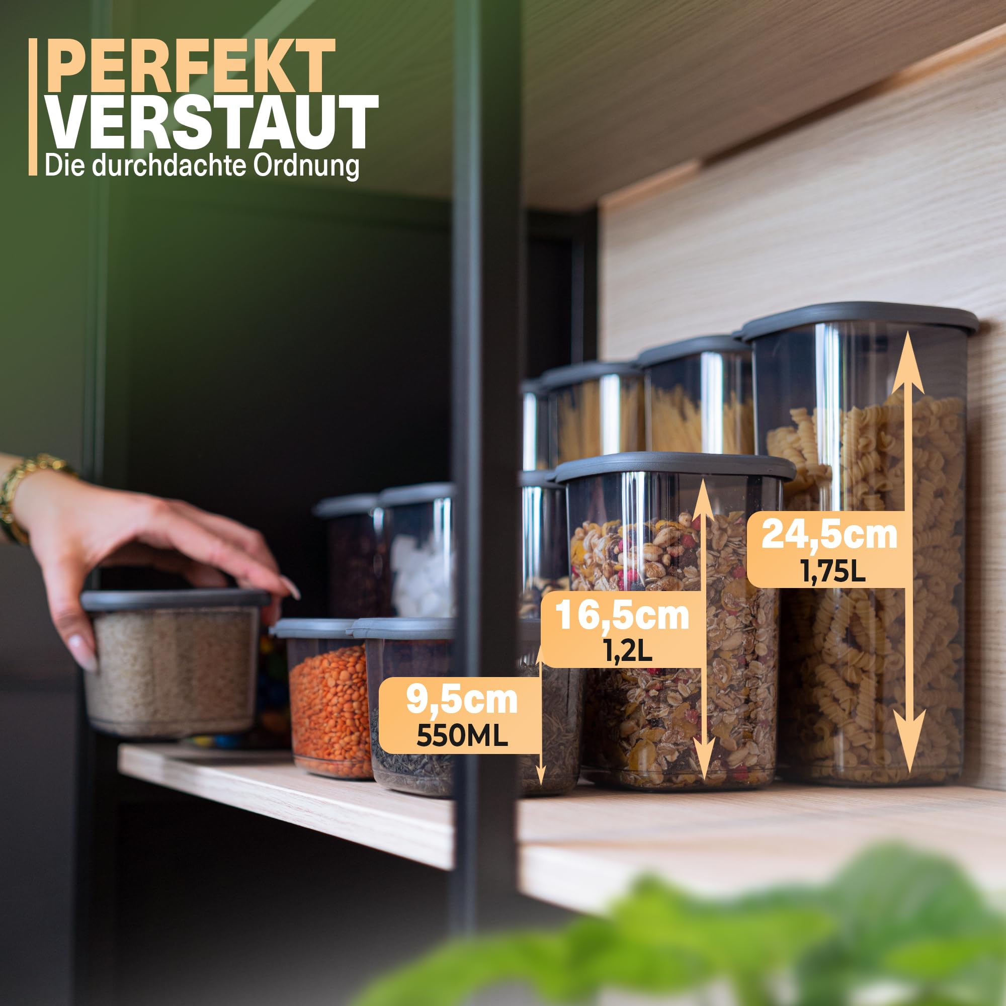 Viwares Praktisches Vorratsdosen-Set Mix 24er FOLY - Anthrazit