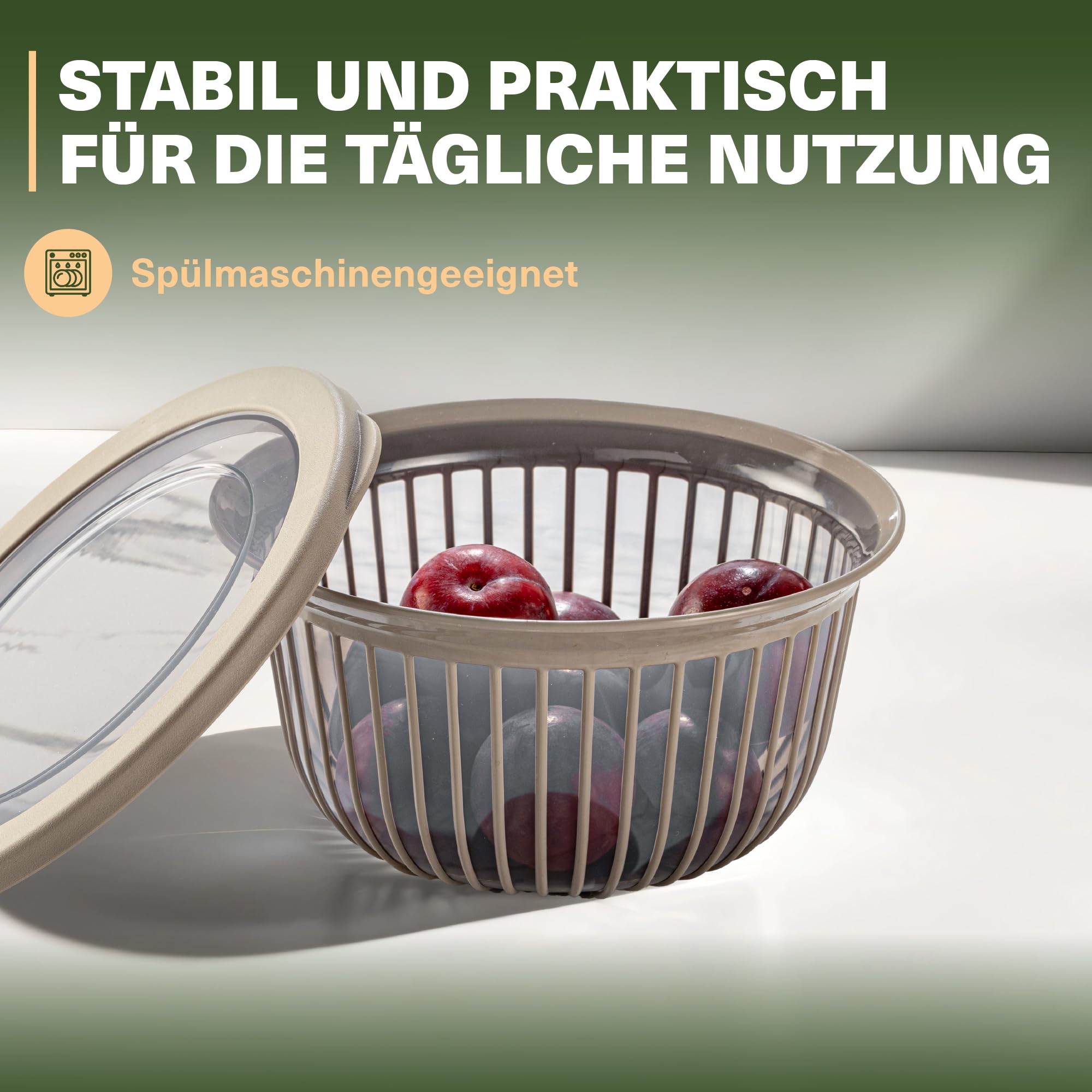 Viwares Schüssel-Set 3er mit Deckel – Vielseitige 1, 2, 3 L Schalen mit Silikonrand Beige