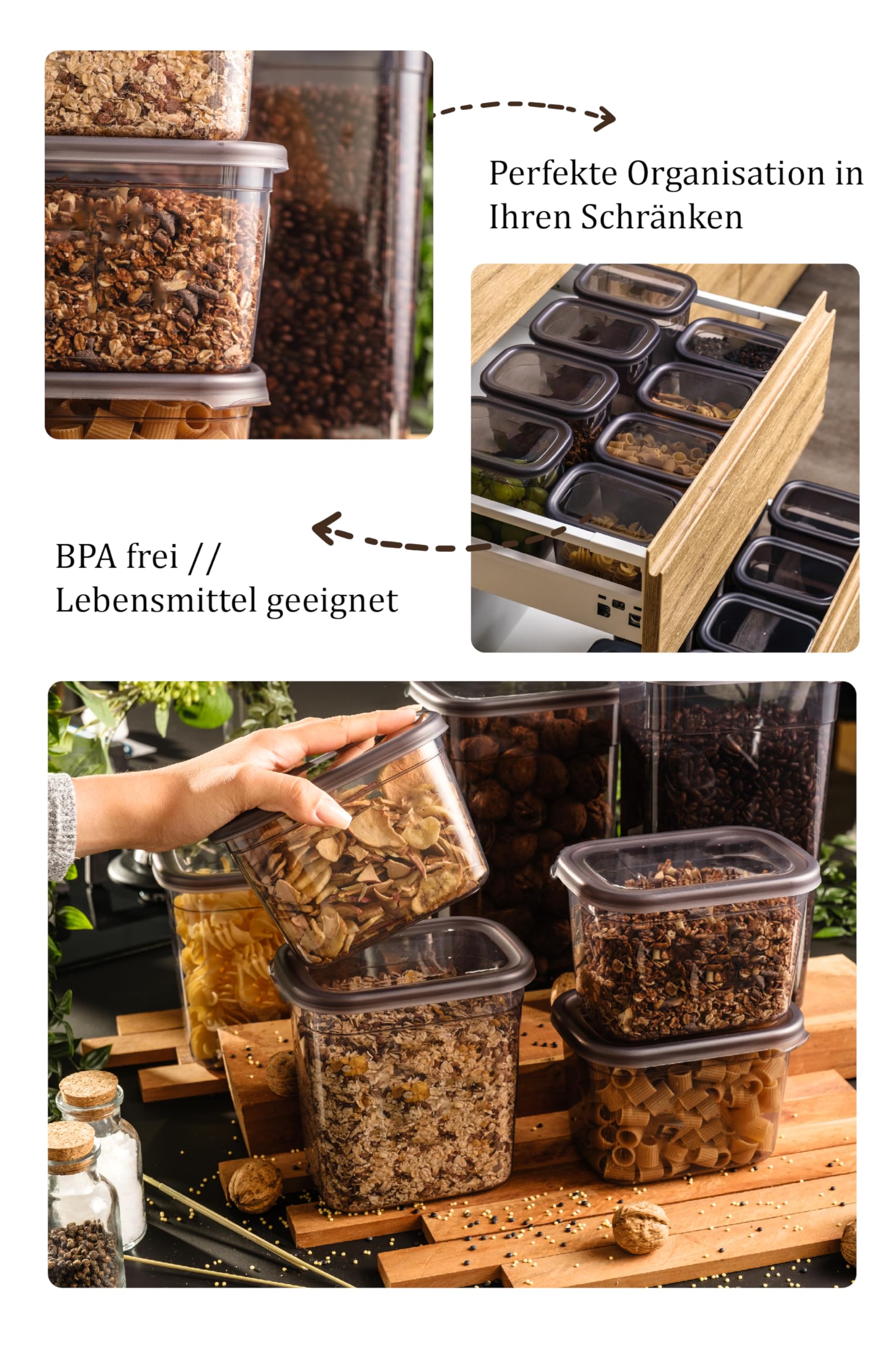 Viwares Praktisches Vorratsdosen-Set 12er 0,4 L PEGGY