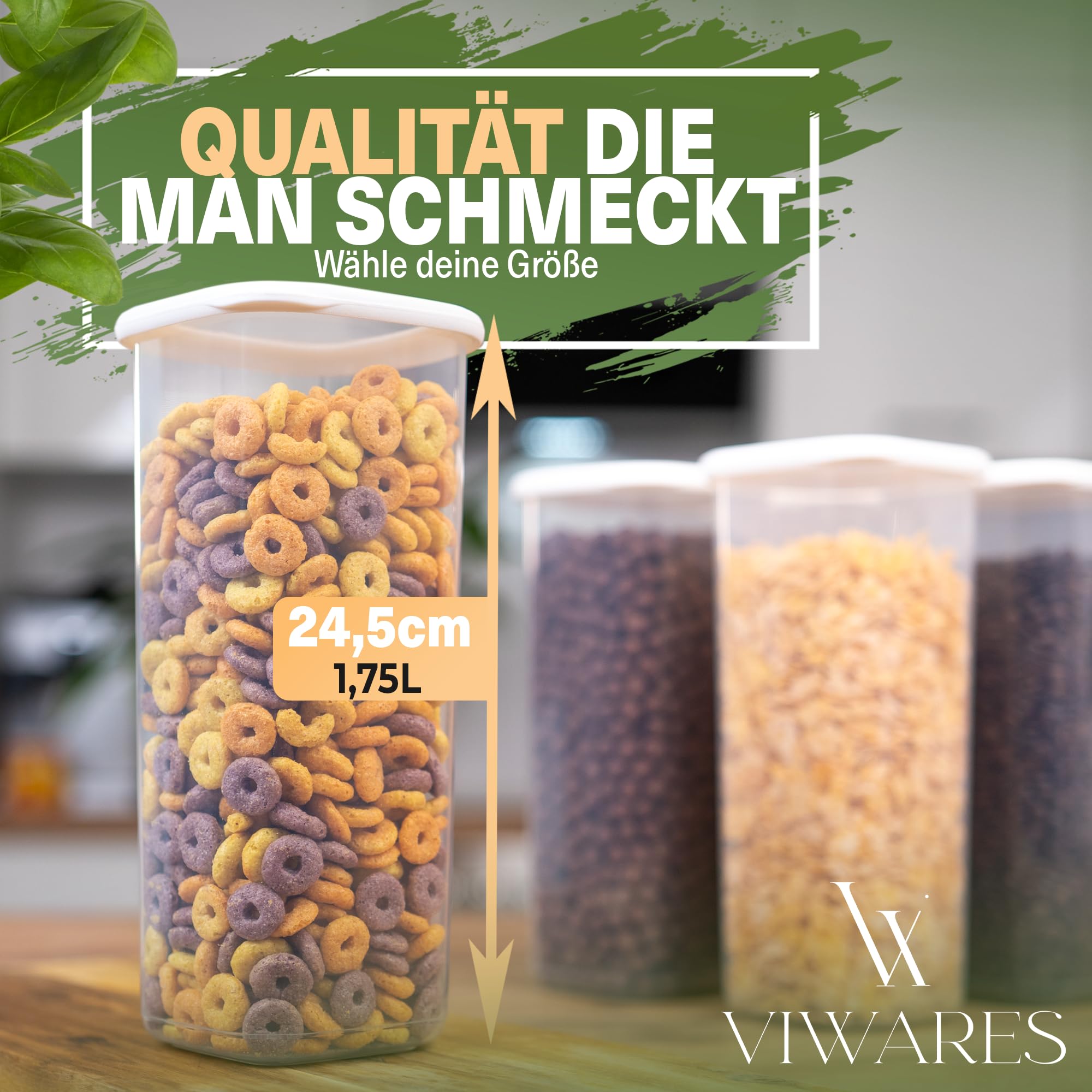 Viwares Praktisches Vorratsdosen-Set 12er 1,75L FOLY - Weiß