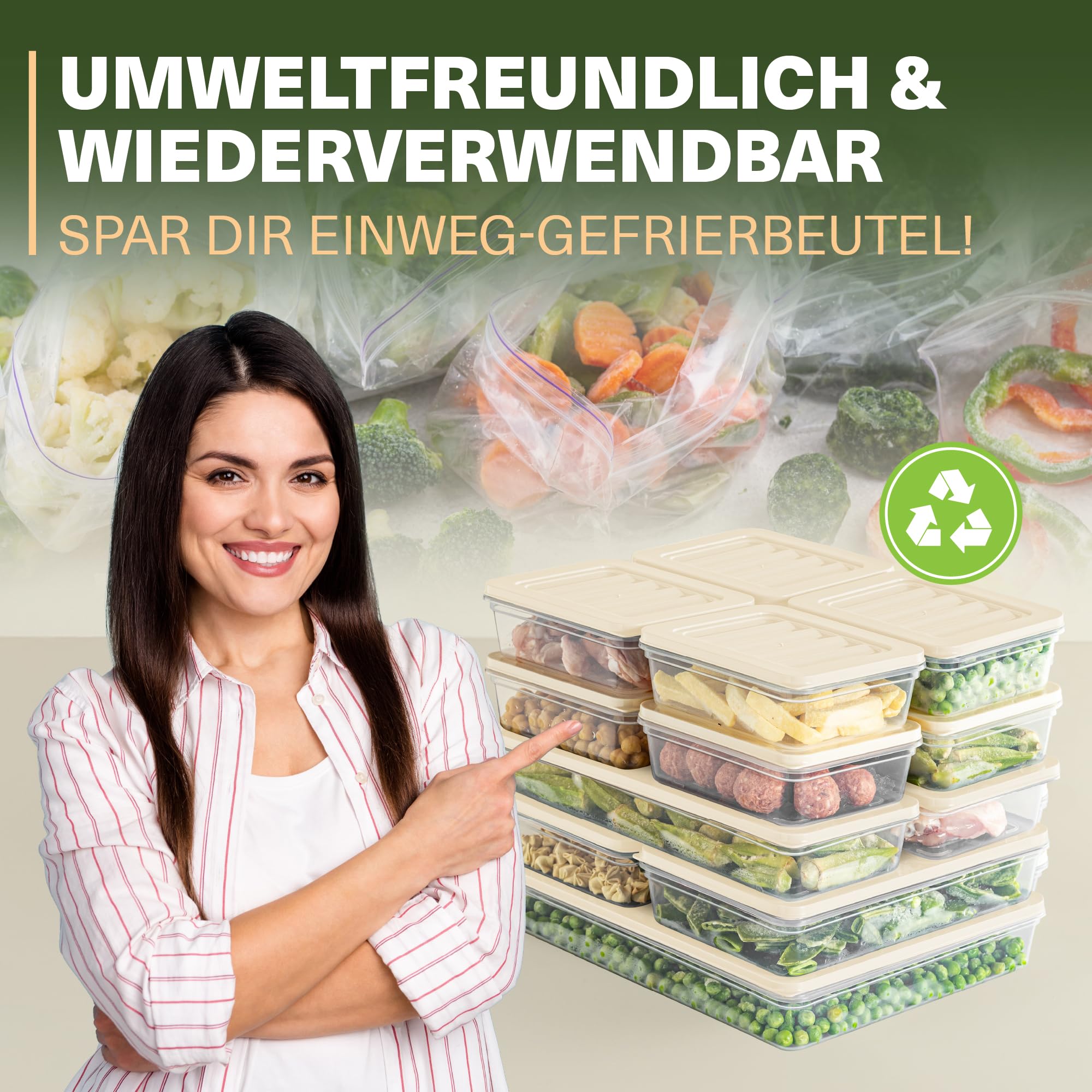 Viwares Stapelbare Frischhaltedosen 13er Set FRESH BOX - Beige