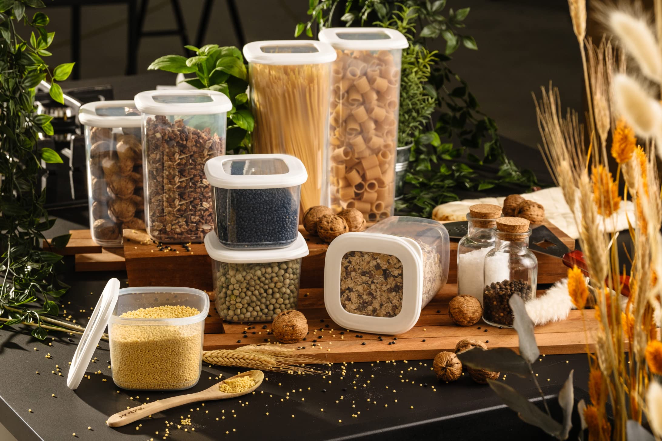 Viwares Vorratsdosen 6er-Set, 1.2L - Serie Foly - Anthrazit