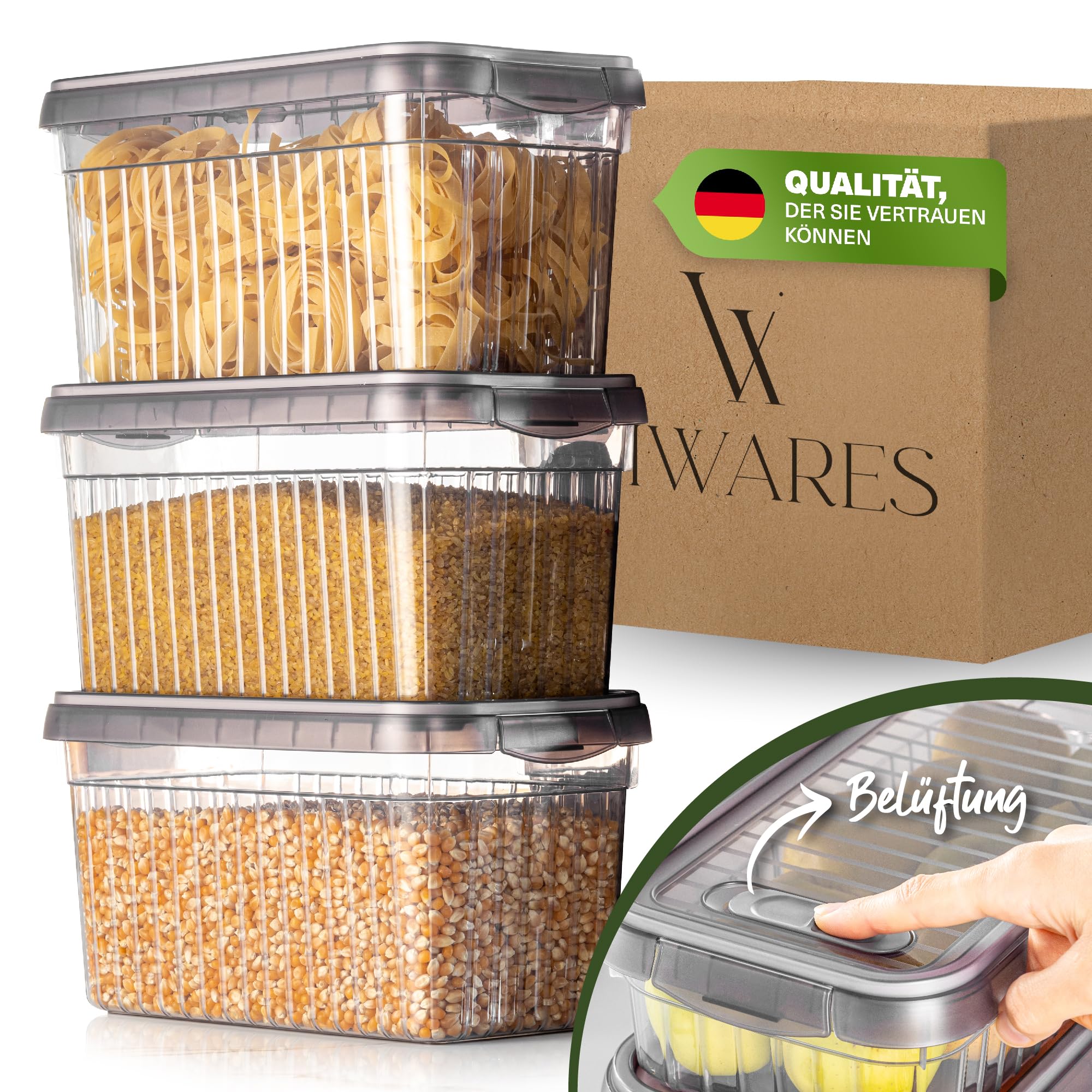 Viwares Frischhaltedosen 3er Set, 4L LEON SERIES