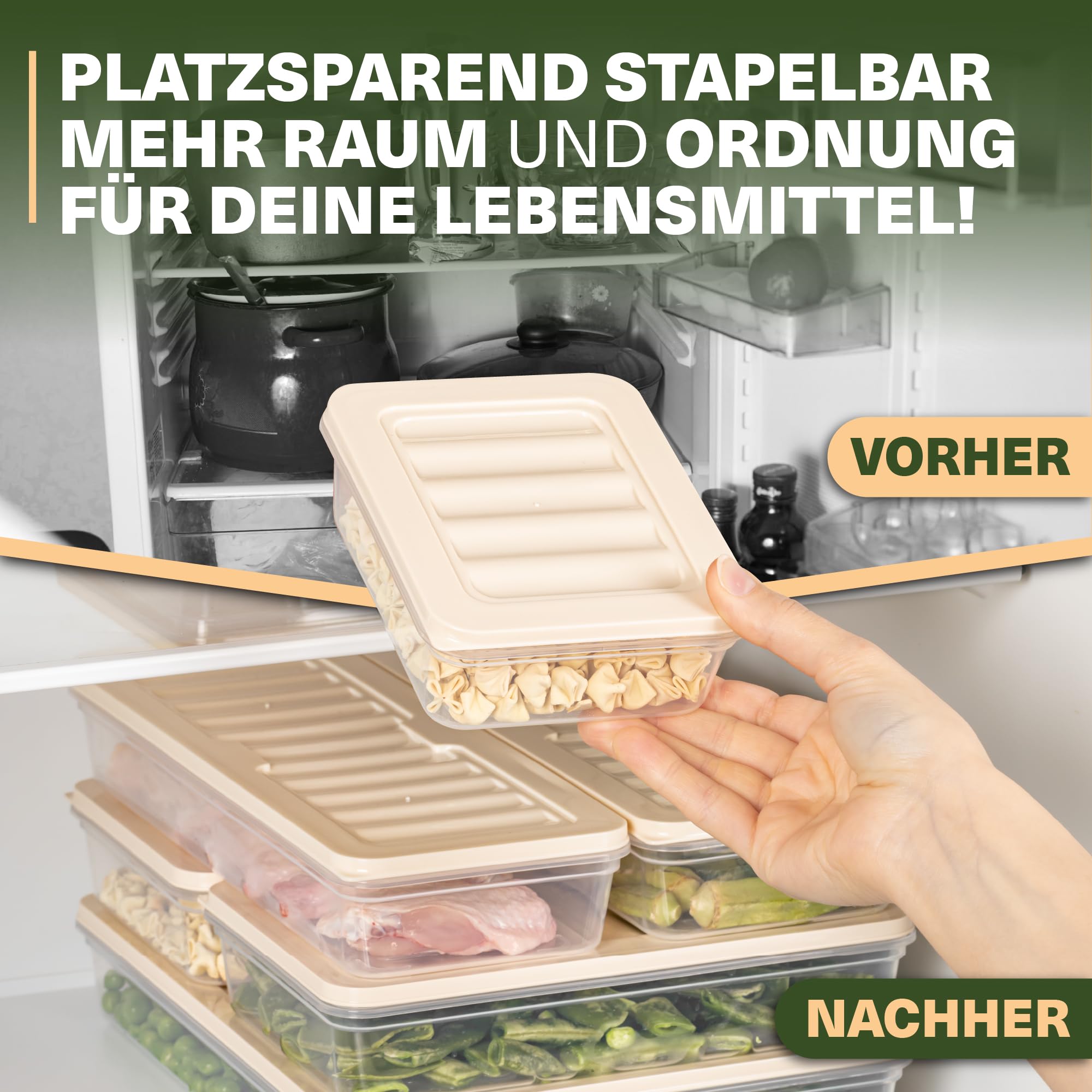 Viwares Stapelbare Frischhaltedosen 9er Set FRESH BOX - Beige