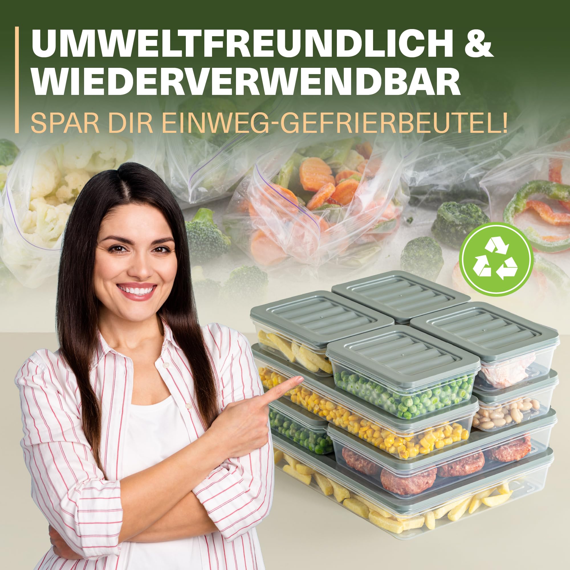 Viwares Stapelbare Frischhaltedosen 9er Set FRESH BOX - Grau