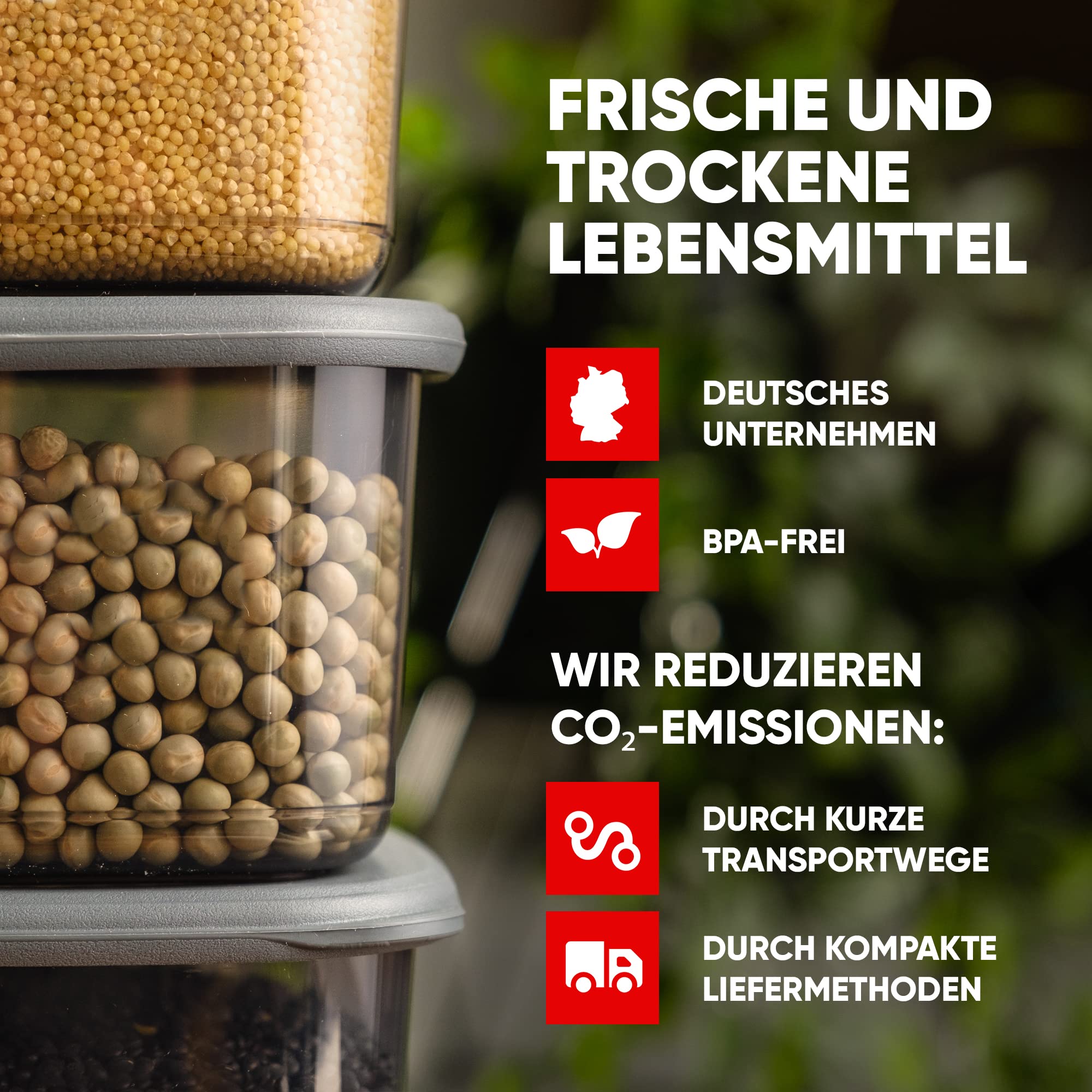 Viwares Praktisches Vorratsdosen-Set 6er 1,75L FOLY - Anthrazit