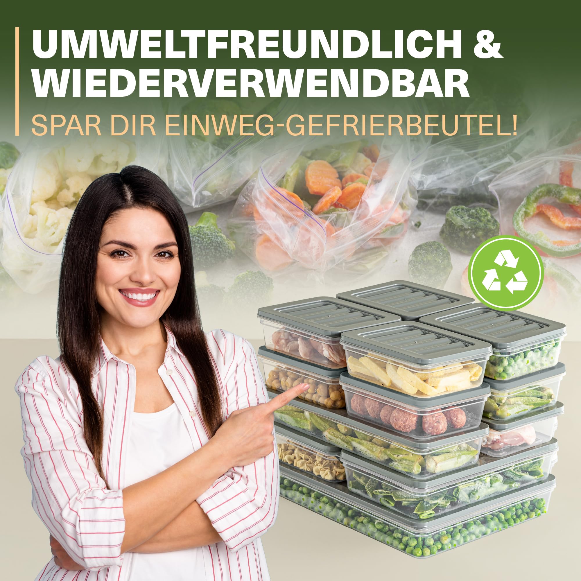 Viwares Stapelbare Frischhaltedosen 13er Set FRESH BOX - Grau