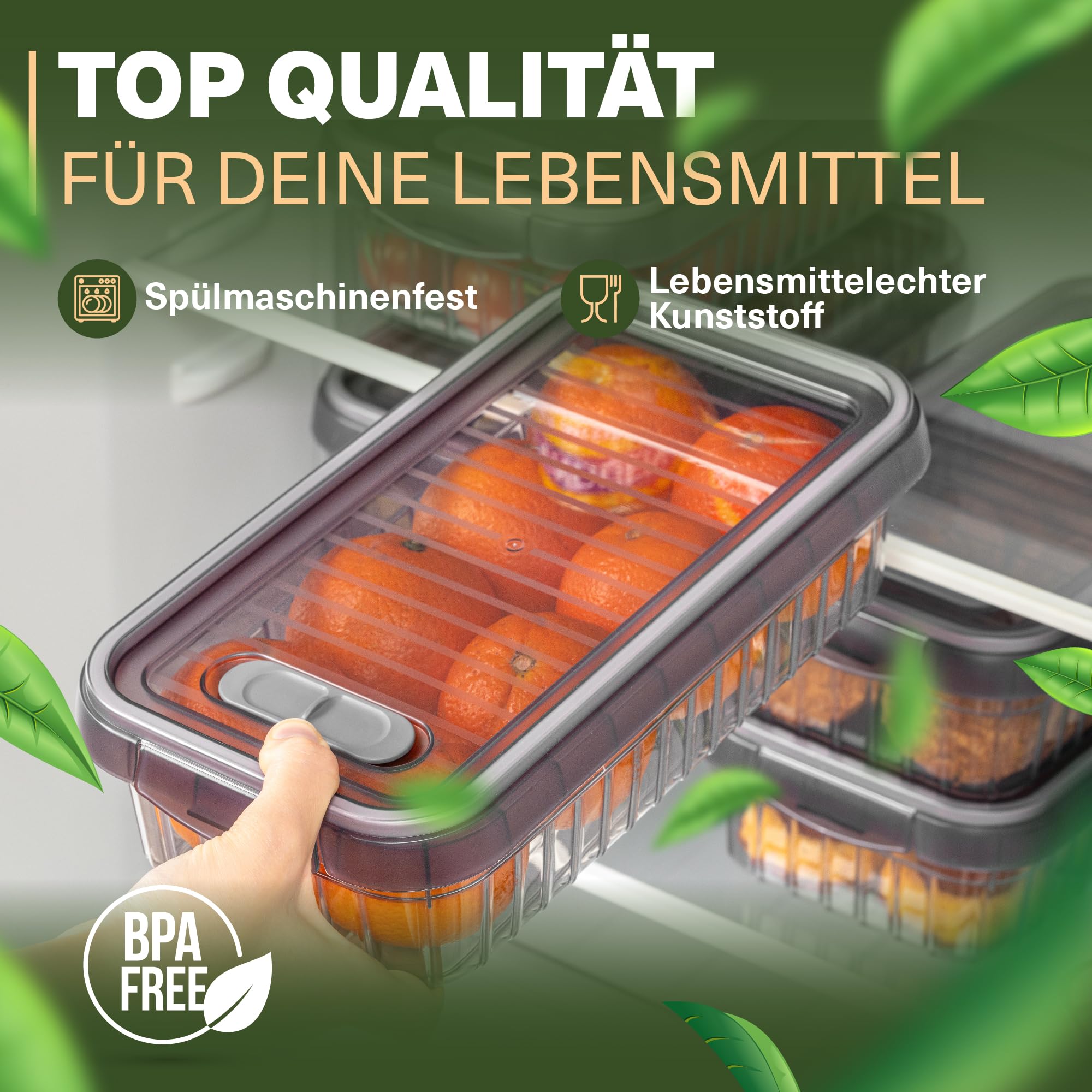 Viwares Frischhaltedosen 3er Set, 2L LEON SERIES