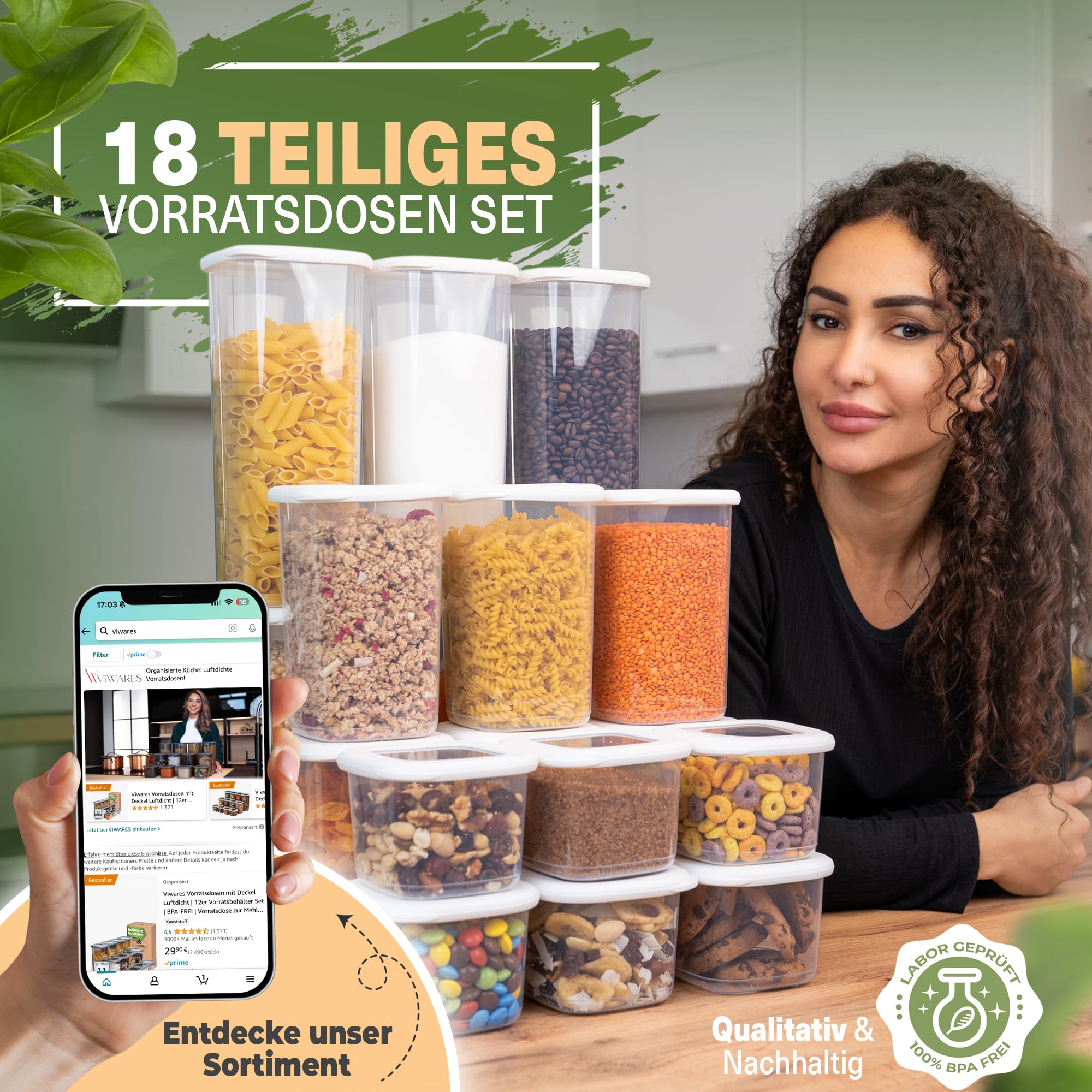 Viwares Praktisches Vorratsdosen-Set Mix 12er FOLY - Weiß