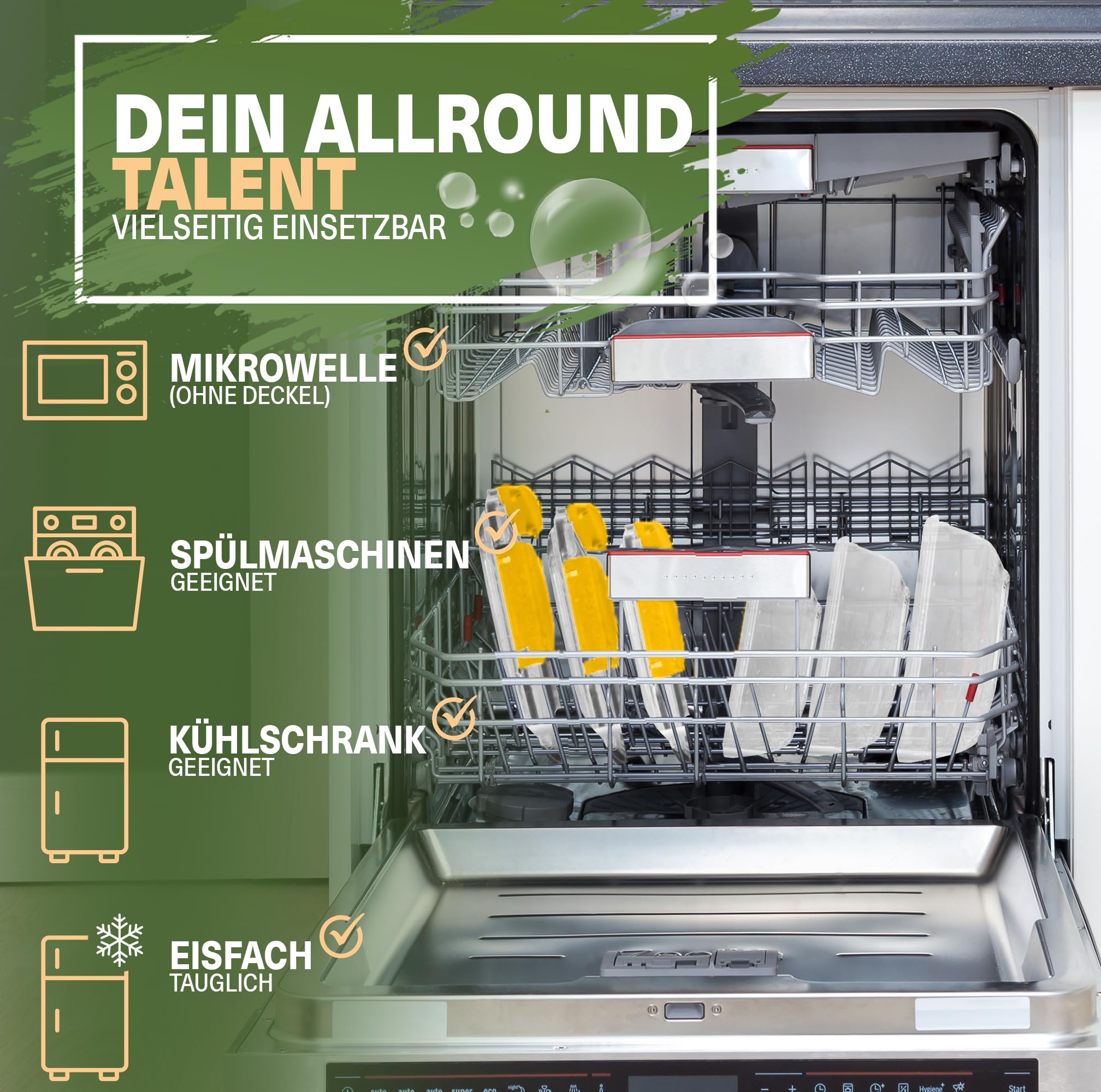 Viwares Frischhaltedosen-Set 5-teilig mit Lock&fresh Technologie für Frische und Hygiene Gelb