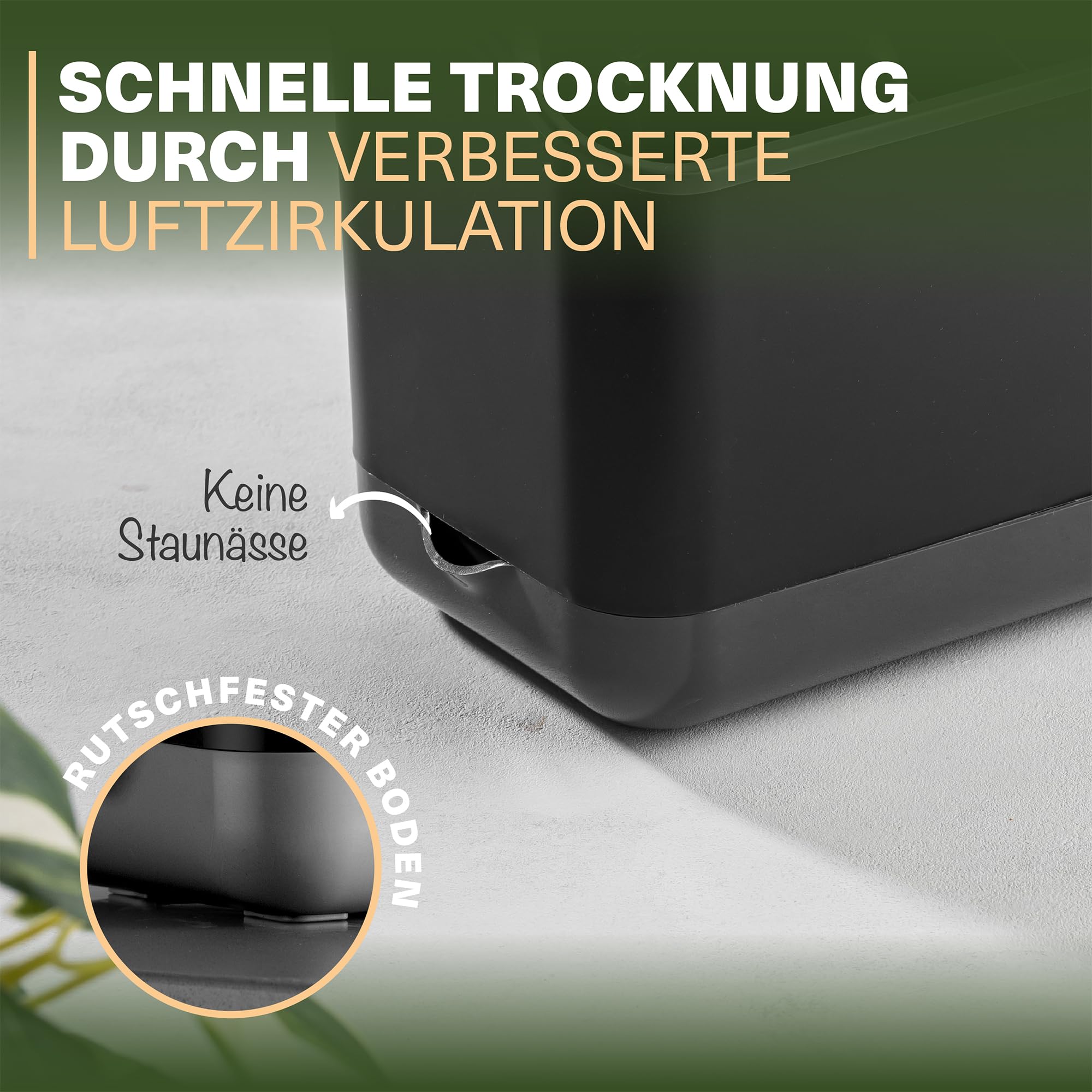 Viwares Besteckkorb, 5 Fächer mit Abtropfsieb (Anthrazit)