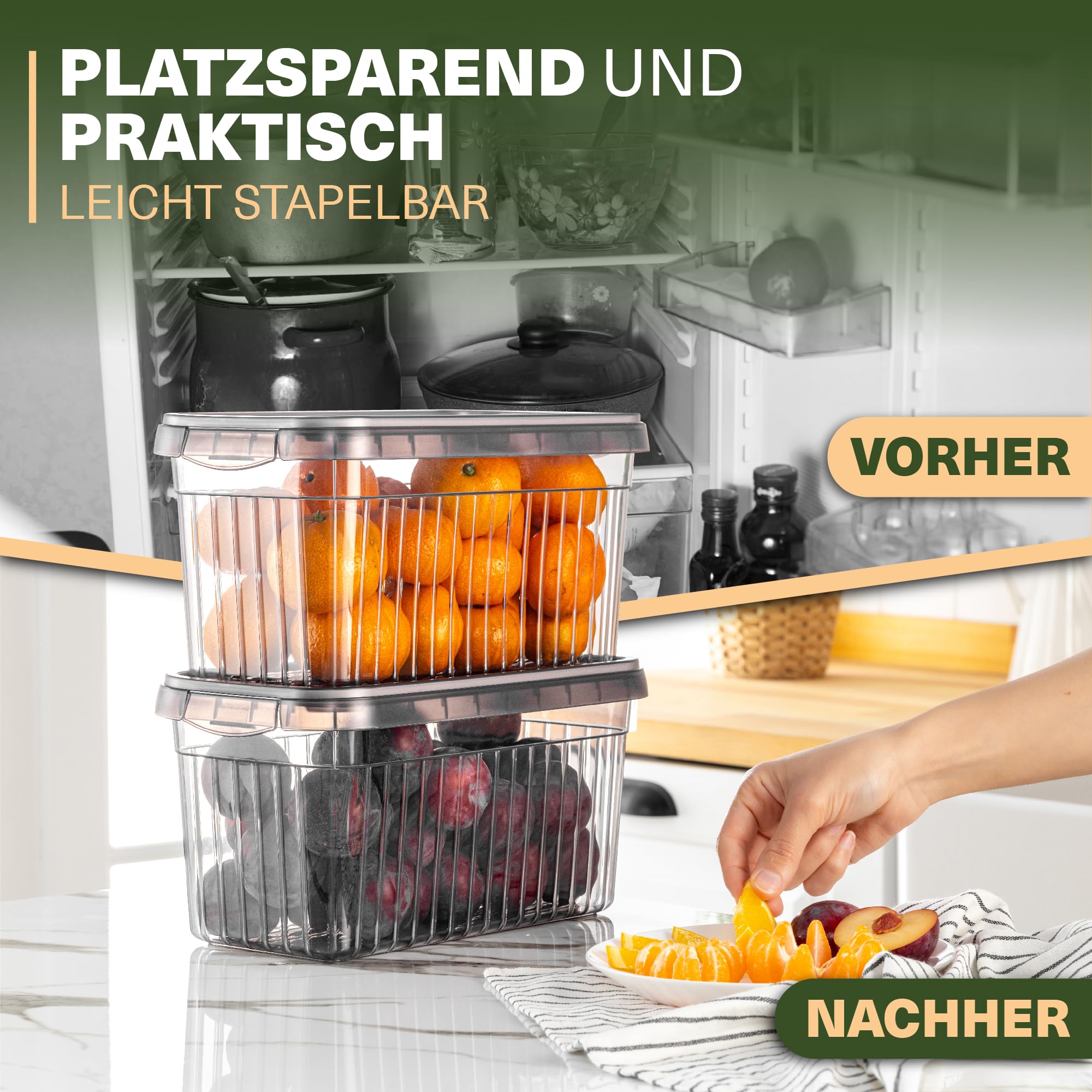 Viwares Frischhaltedosen 3er Set, 4L LEON SERIES