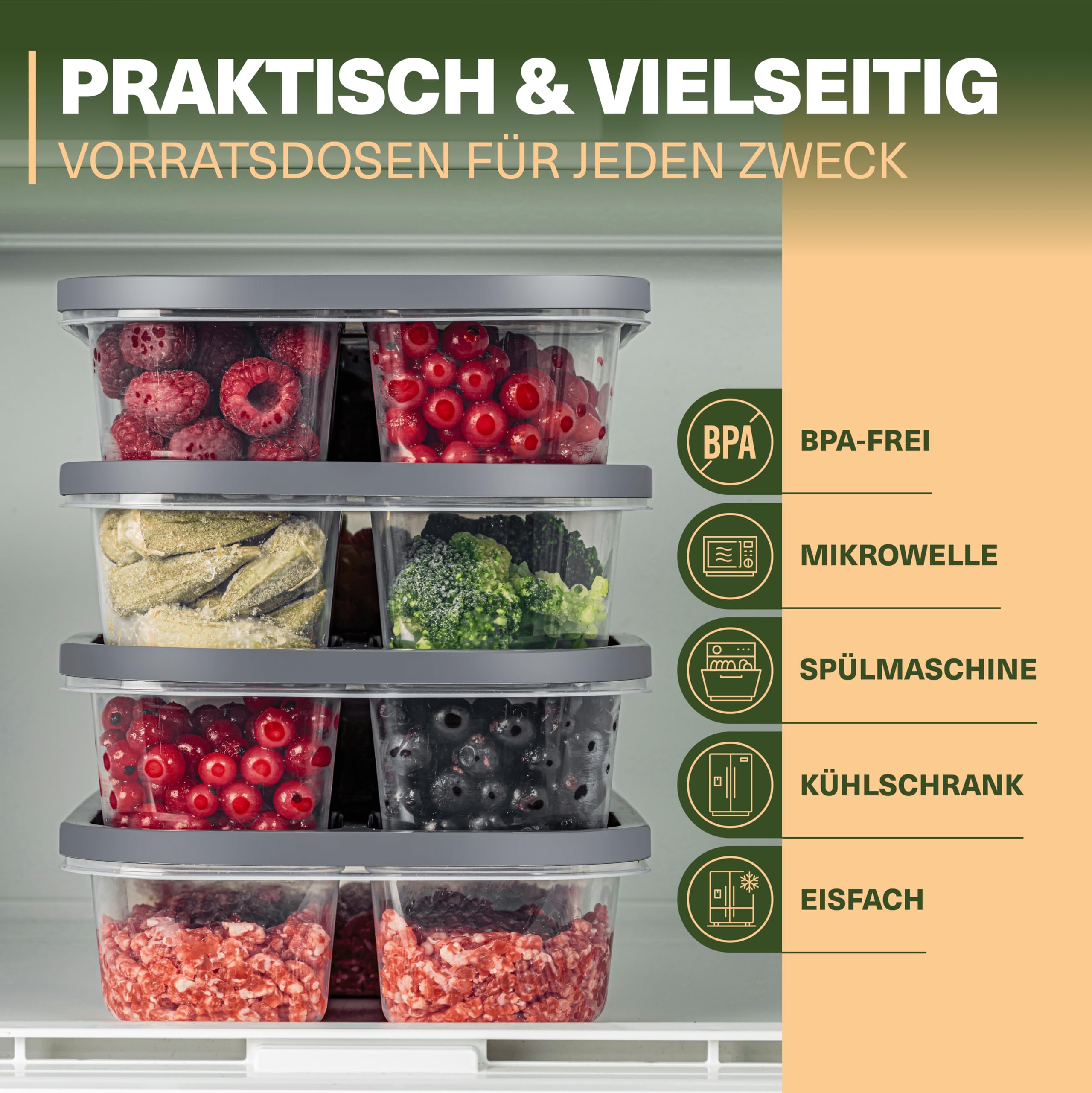 Viwares Frischhaltedosen-Set 6er mit Fächern – Meal Prep und Lunchboxen Normal