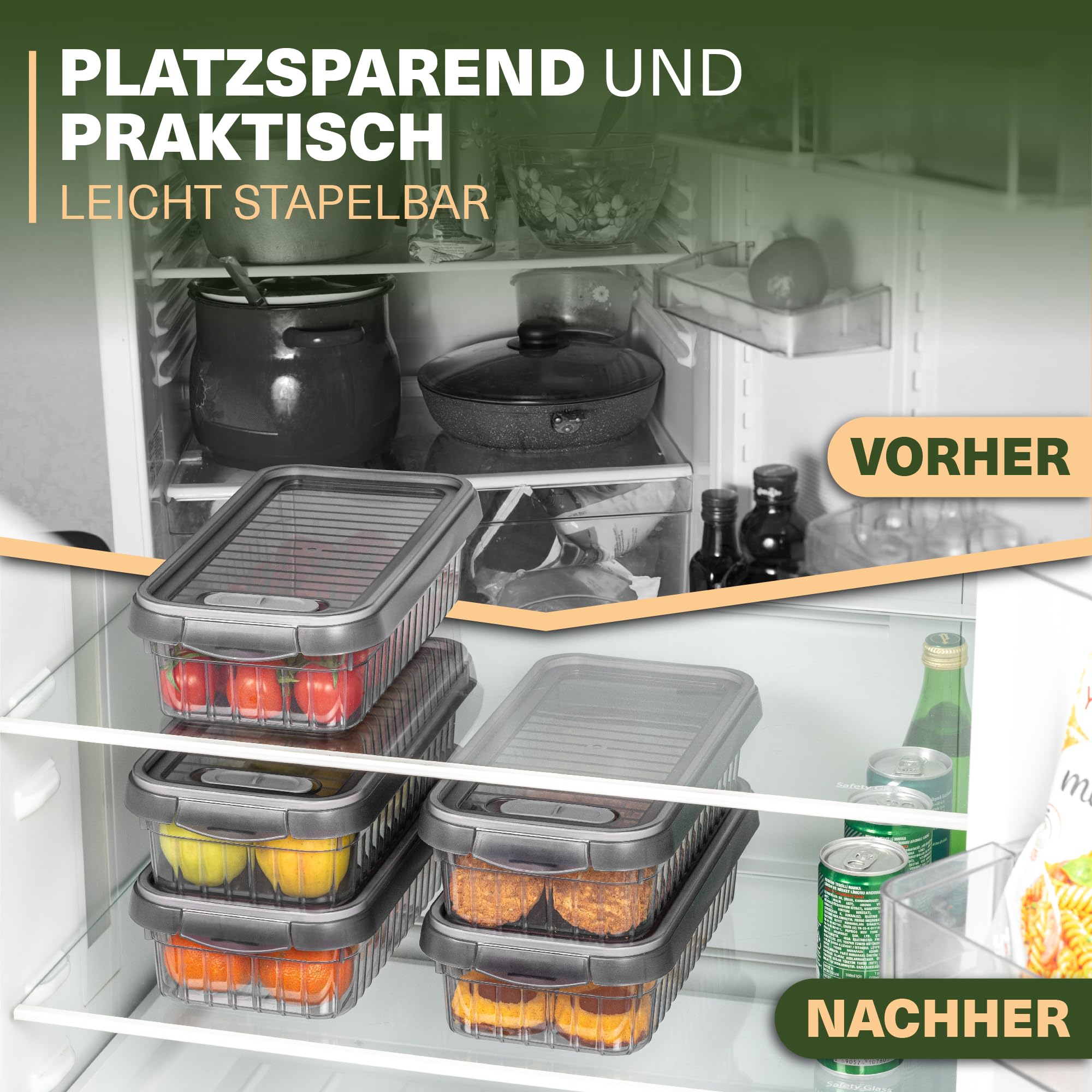 Viwares Frischhaltedosen 3er Set, 2L LEON SERIES
