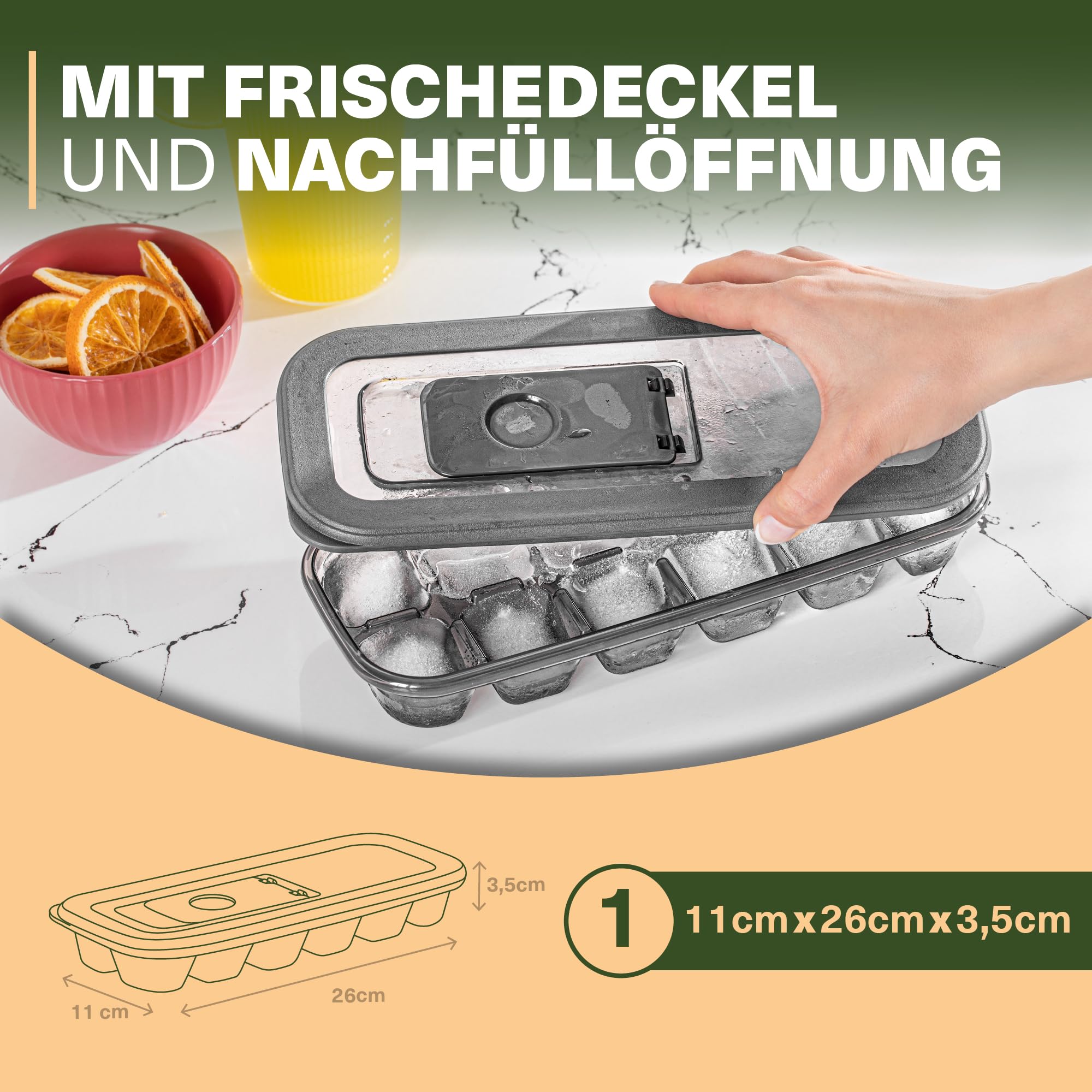 Eiswürfelformen 4er-Set mit Deckel