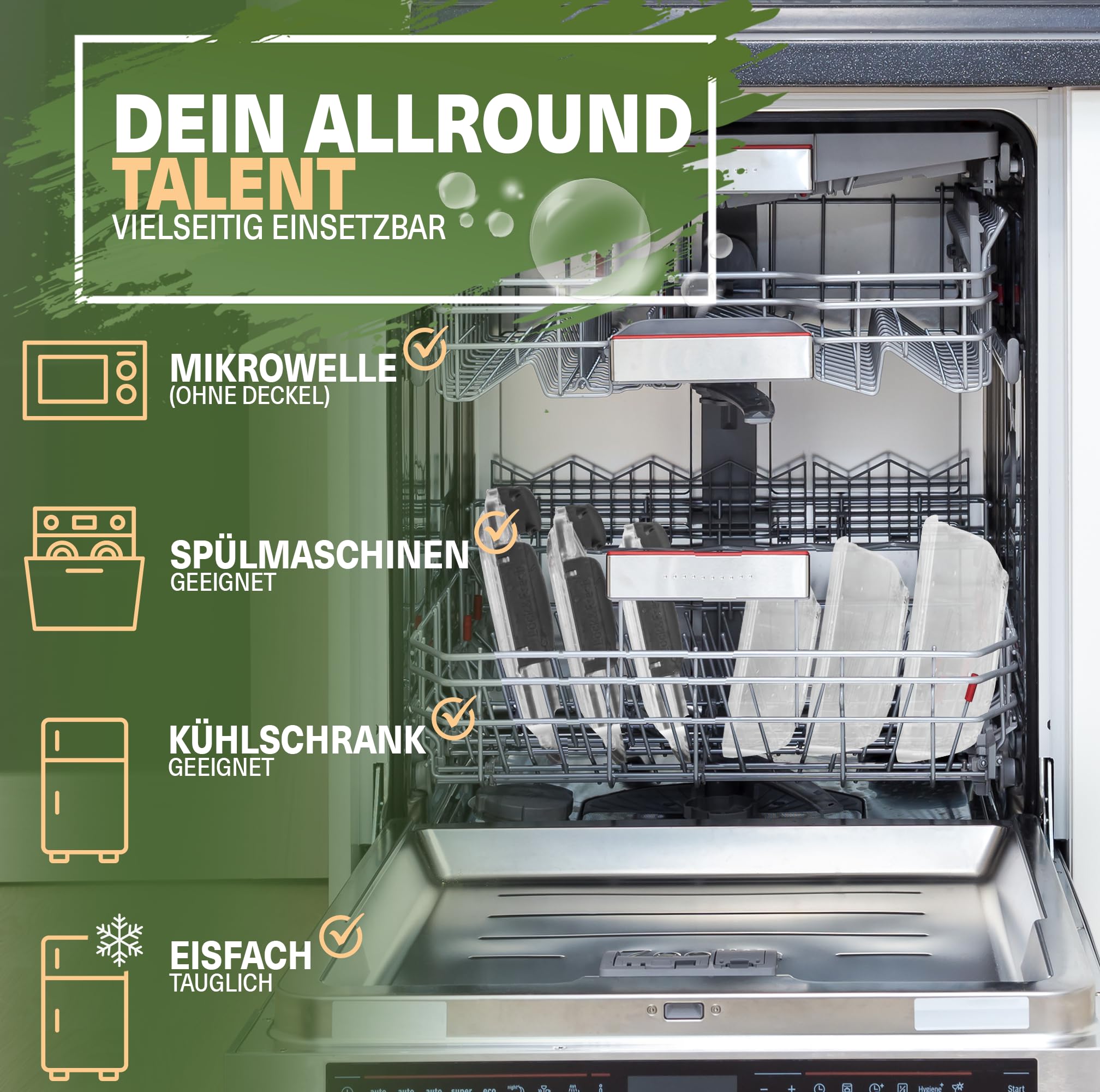 Viwares Frischhaltedosen-Set 5-teilig mit Lock&fresh Technologie Anthrazit