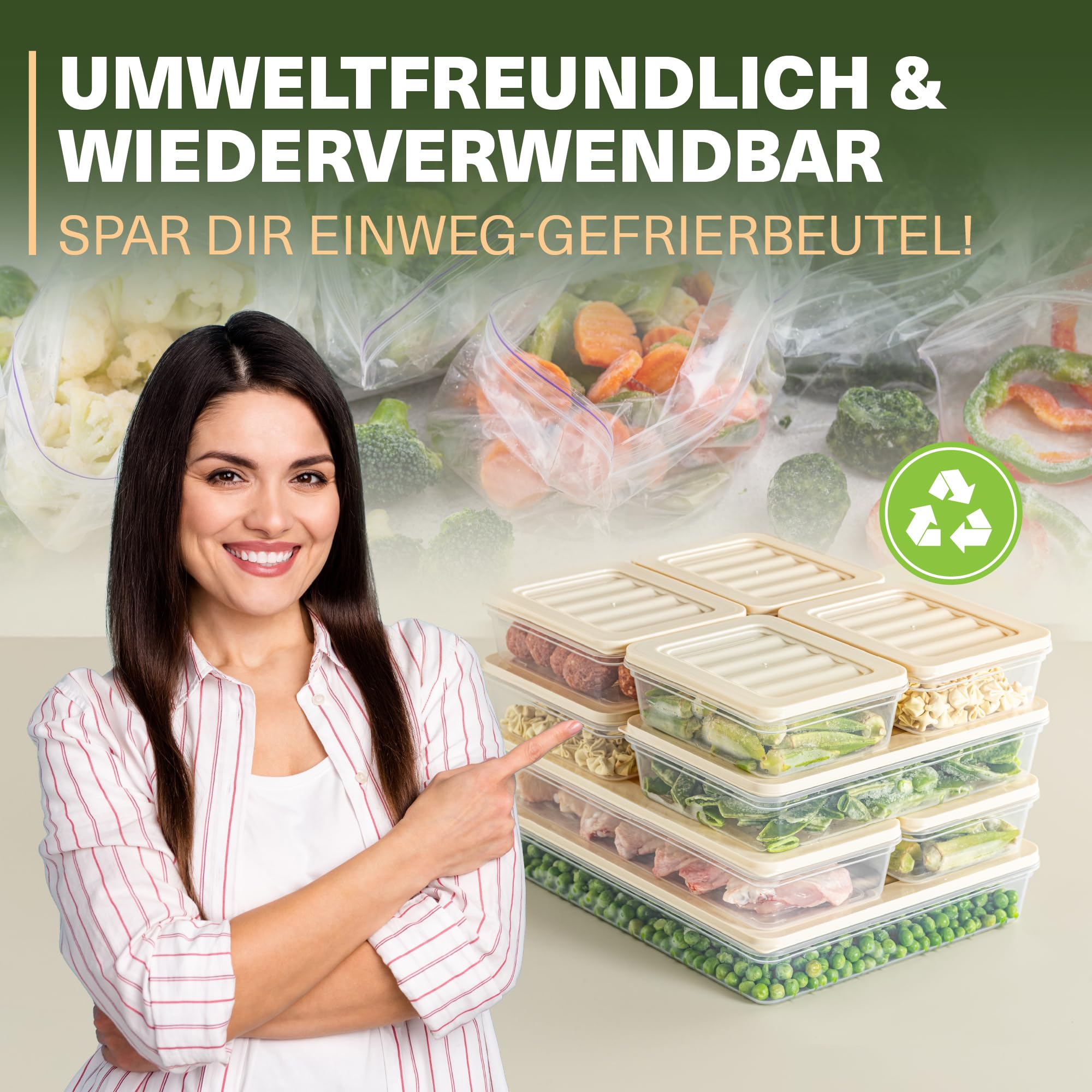 Viwares Stapelbare Frischhaltedosen 9er Set FRESH BOX - Beige