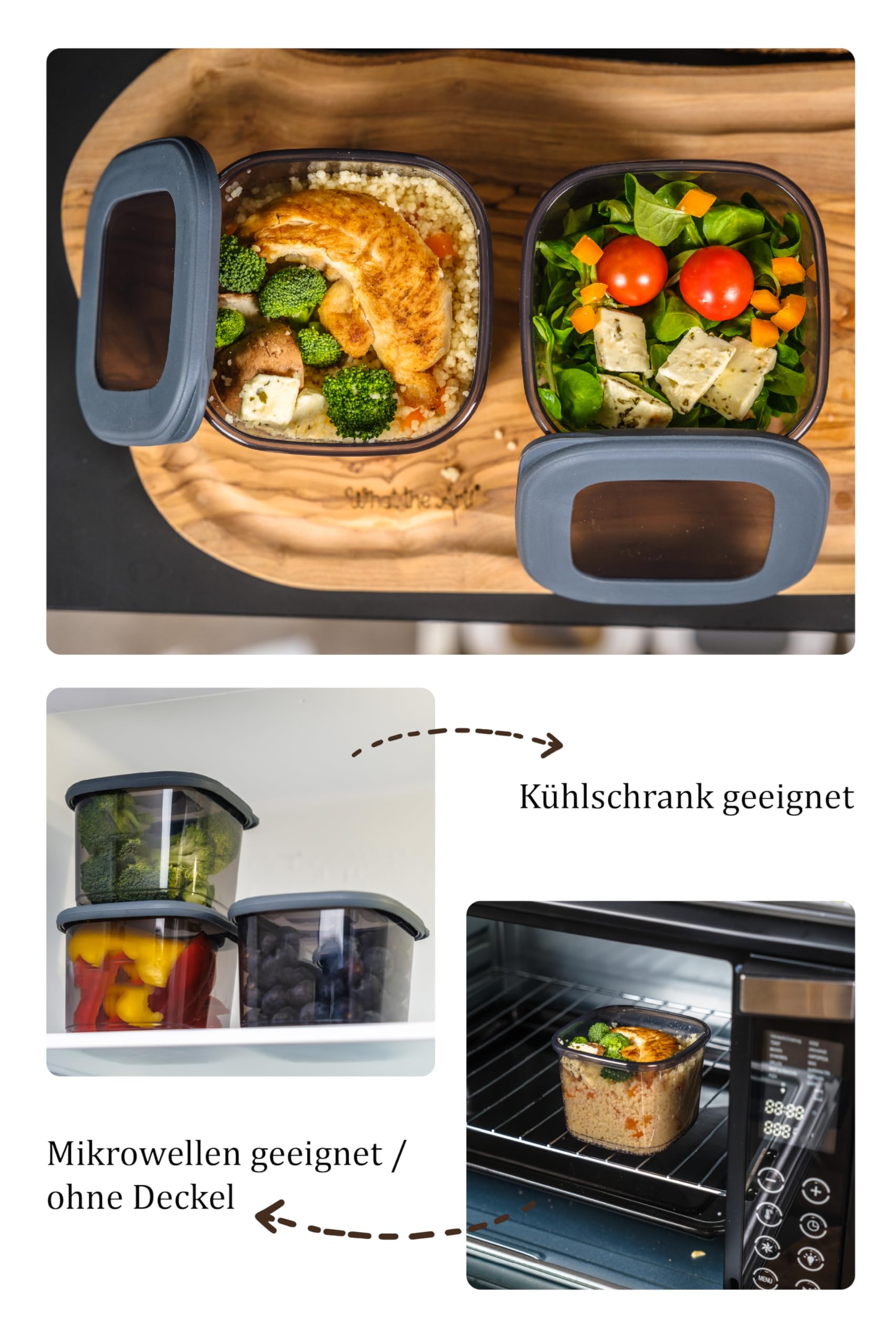 Viwares Praktisches Vorratsdosen-Set 12er 1,75L FOLY - Anthrazit