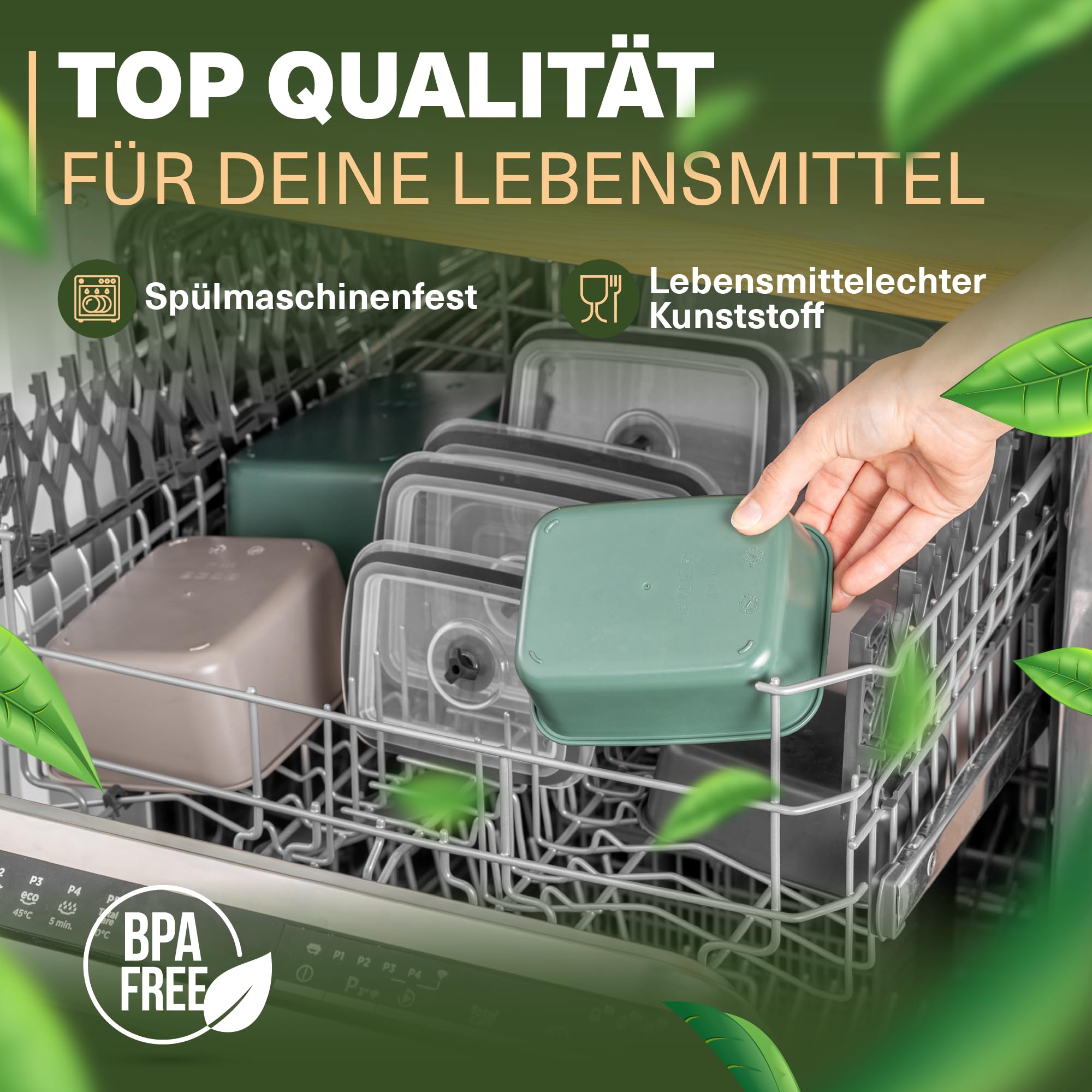 Viwares stapelbare Behälter für Lebensmittel mit Deckel im 3er Set - BPA-frei Luftdichte Aufbewahrung in drei Größen. Frischhalteboxen für Mikrowellen und Spülmaschinen, Arbeit, Picknick, Schule