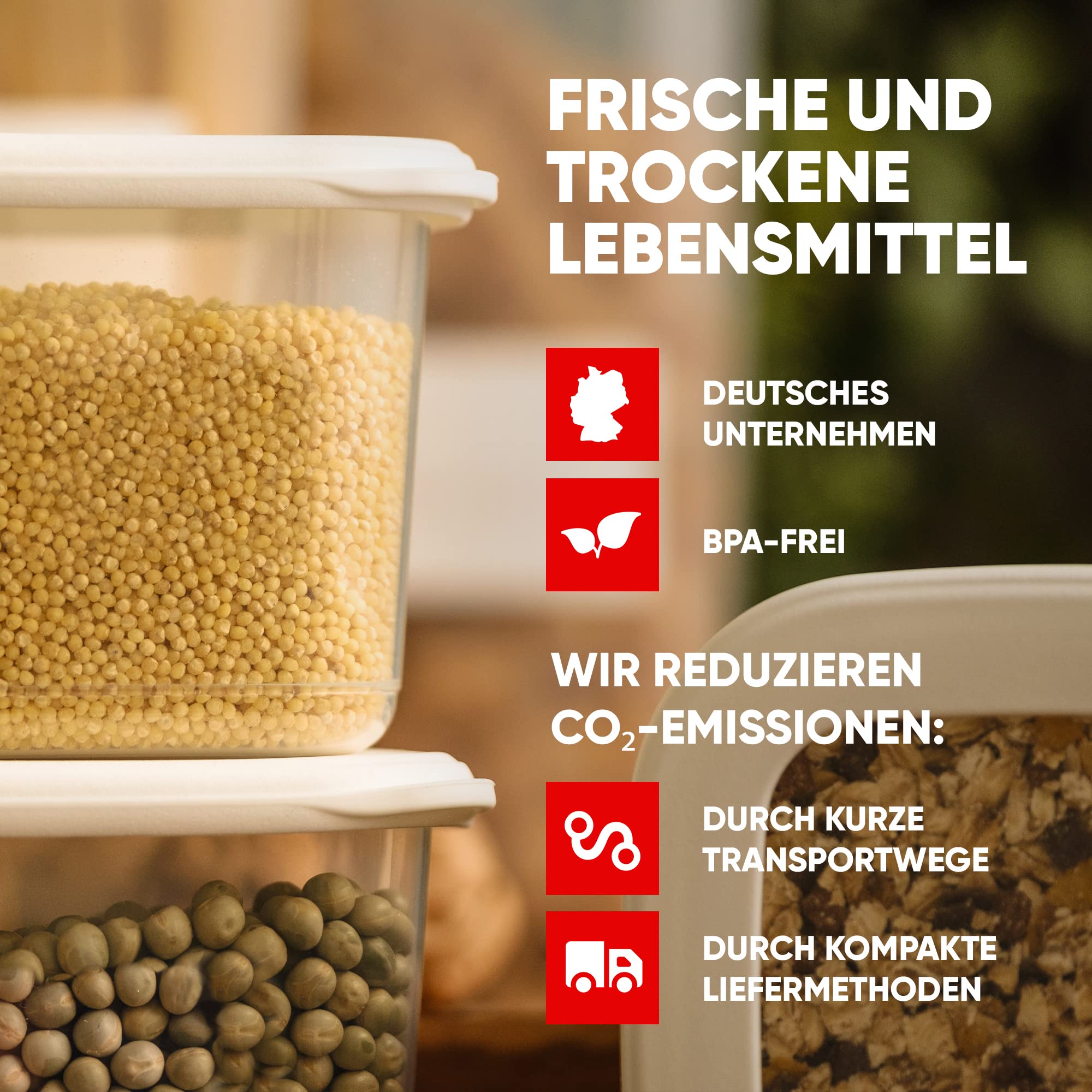 Viwares Vorratsdosen 6er-Set, 1.2L - Serie Foly - Anthrazit