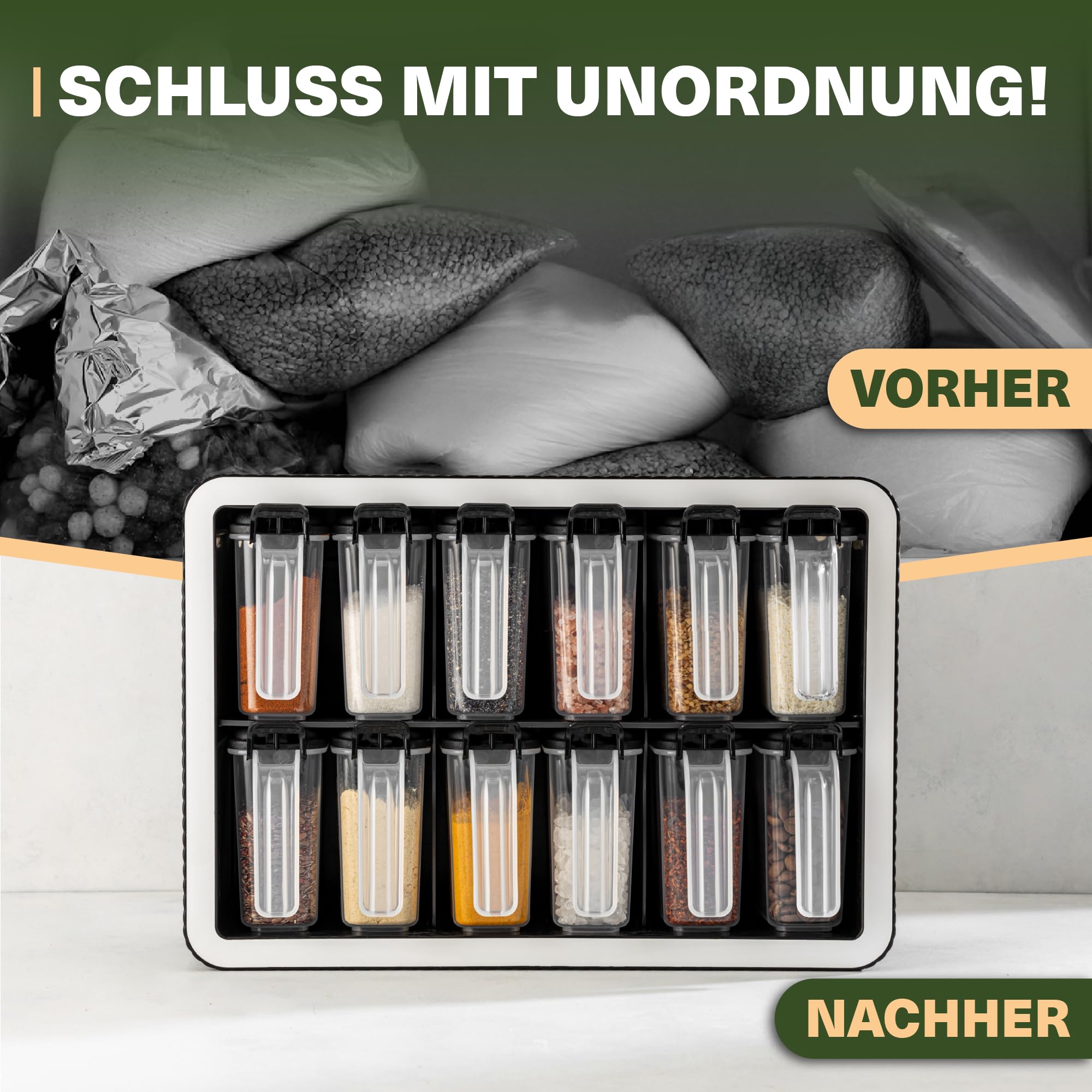 BLOCK Gewürzdosen-Set 12er mit Wandhalterung