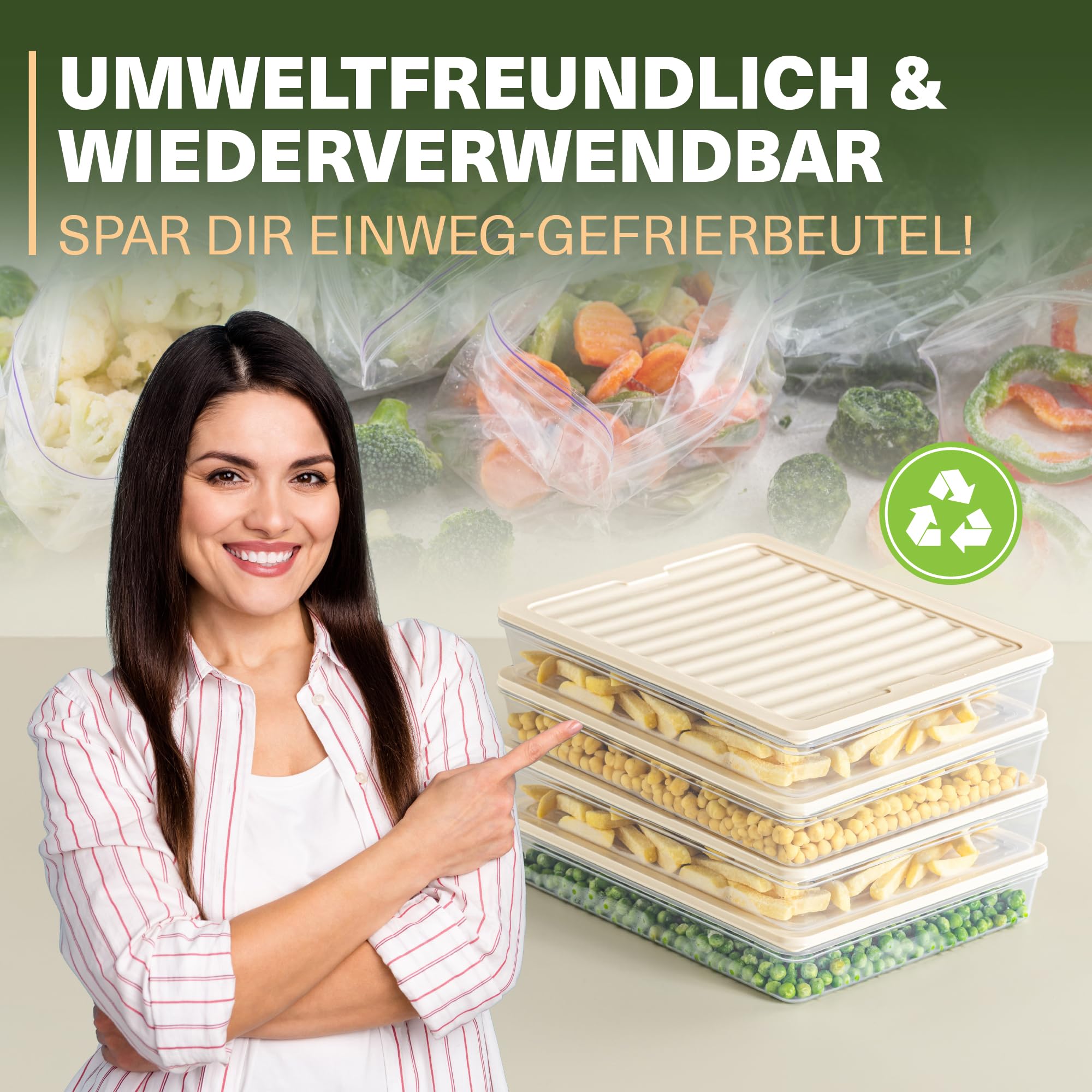 Viwares Stapelbare Frischhaltedosen 4er Set FRESH BOX - Beige