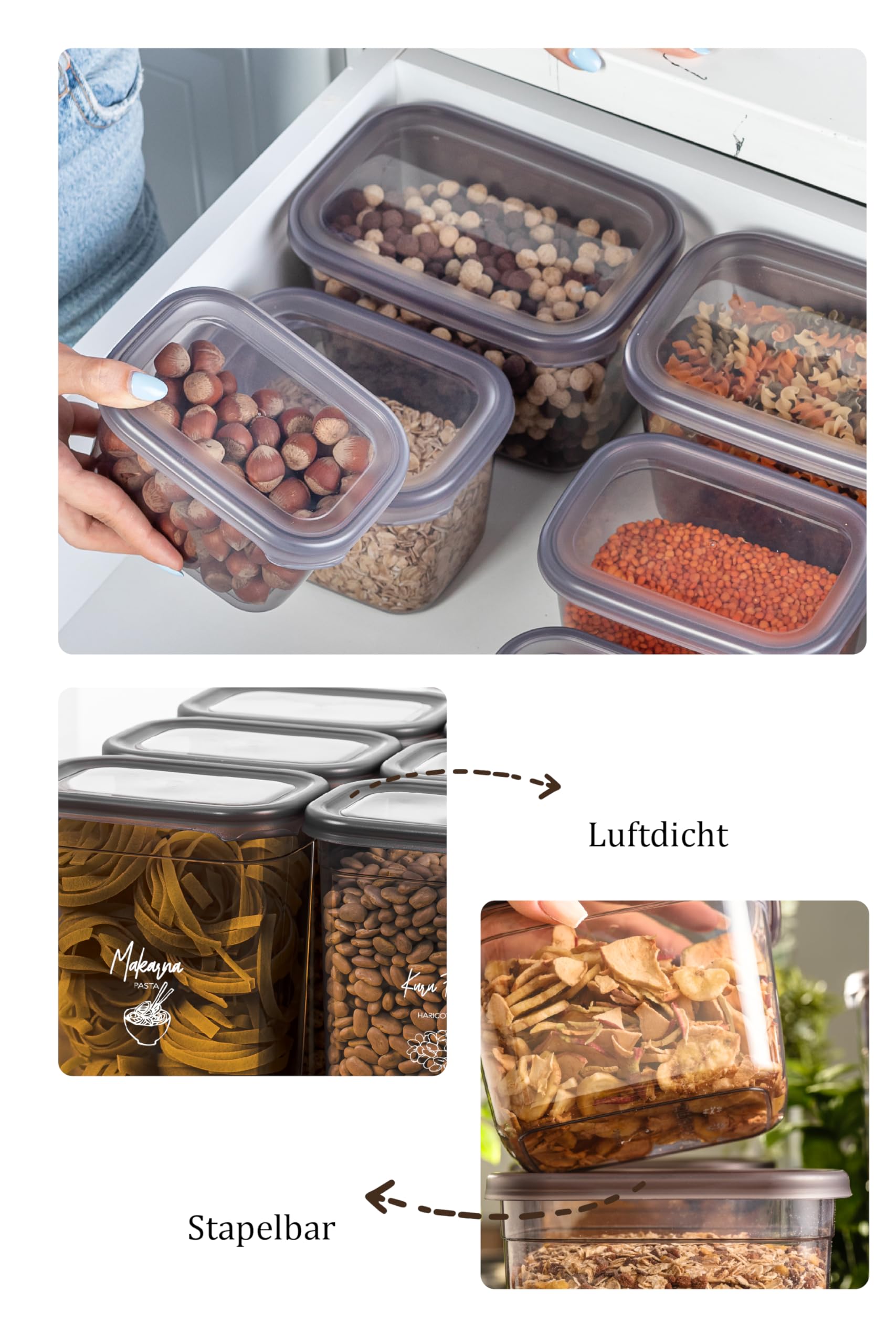 Viwares Praktisches Vorratsdosen-Set 12er 0,4 L PEGGY