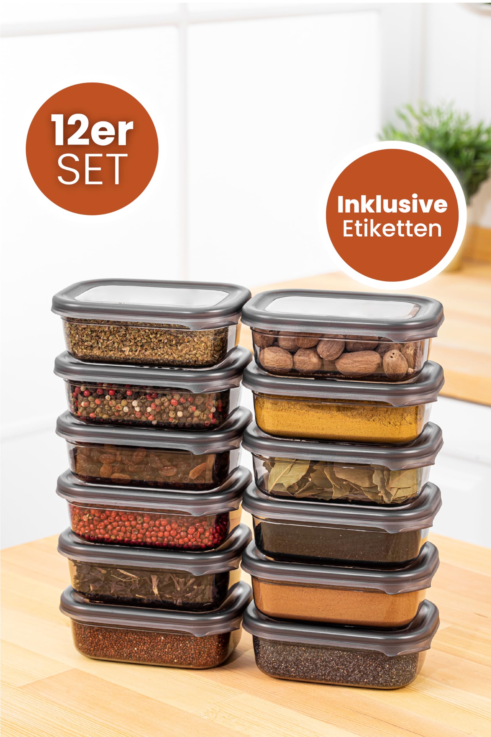 Viwares Praktisches Vorratsdosen-Set 12er 0,4 L PEGGY