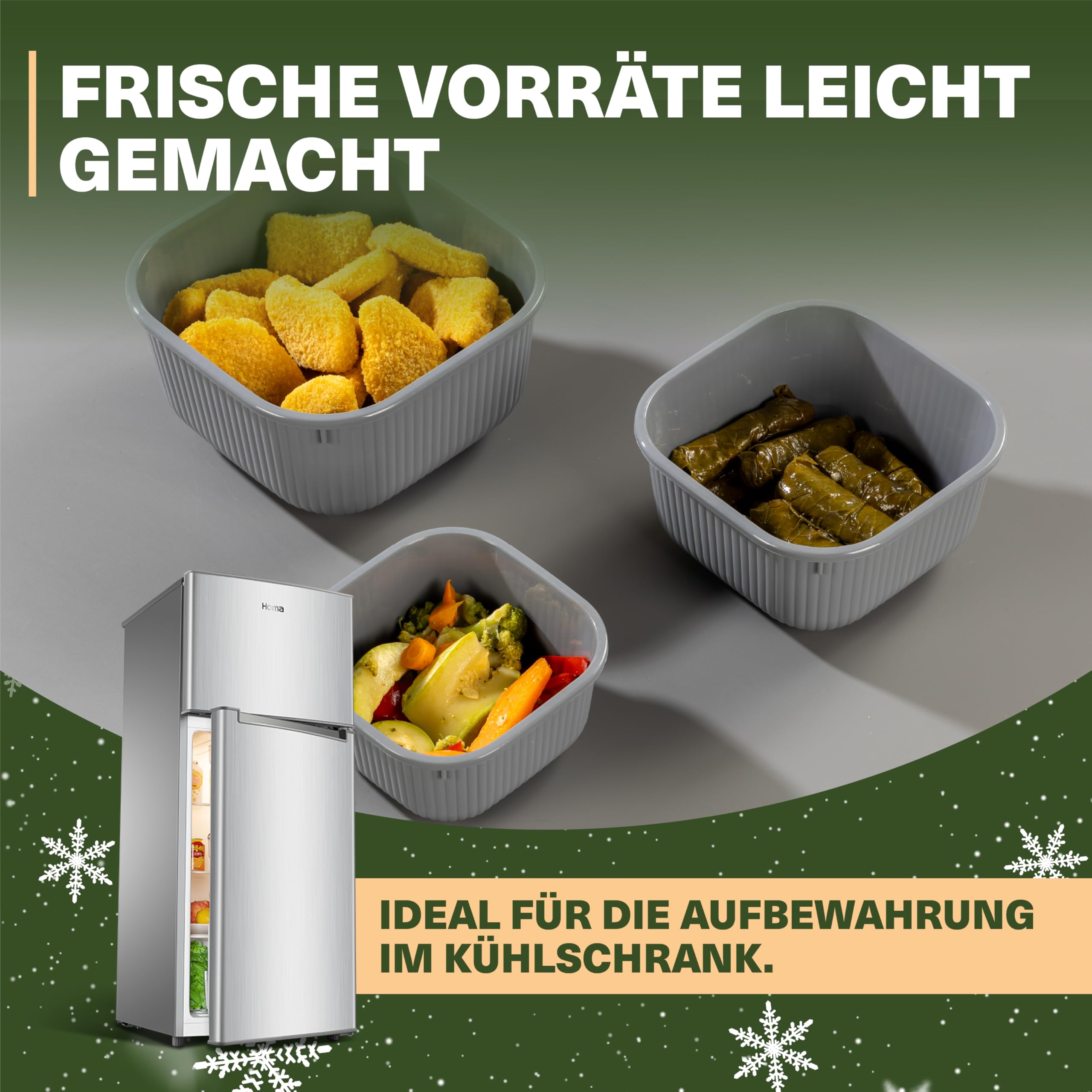 Viwares Frischhaltedosen im 3er Set mit transparentem Ventildeckel LINE - Grau